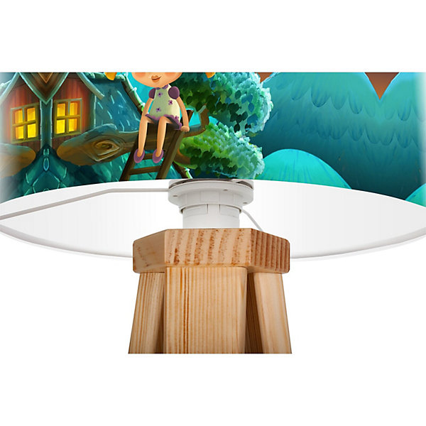 Lampe de chevet kids foto-166 30 x 30 x 45 cm Bois clair, multicolore