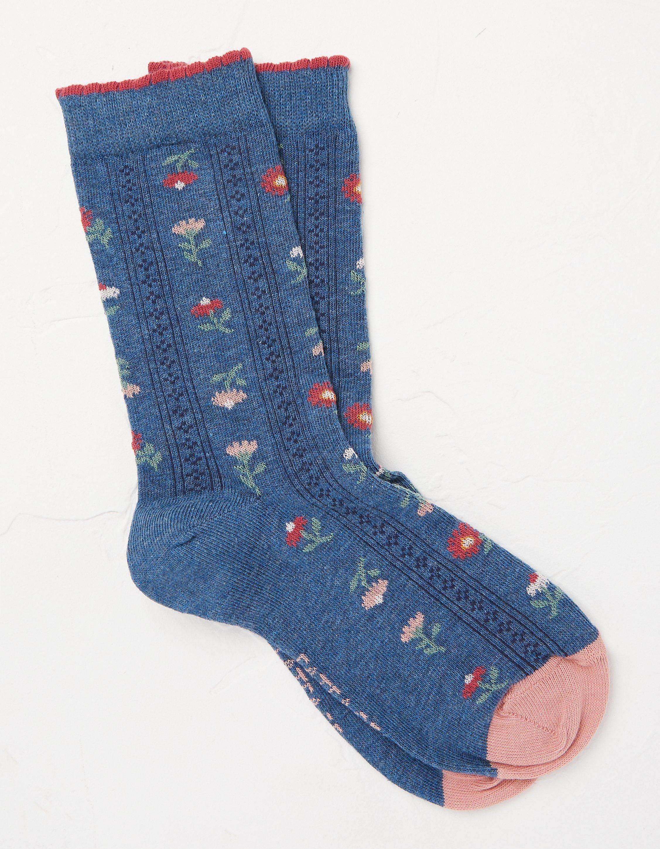 Pointelle Floral Socks