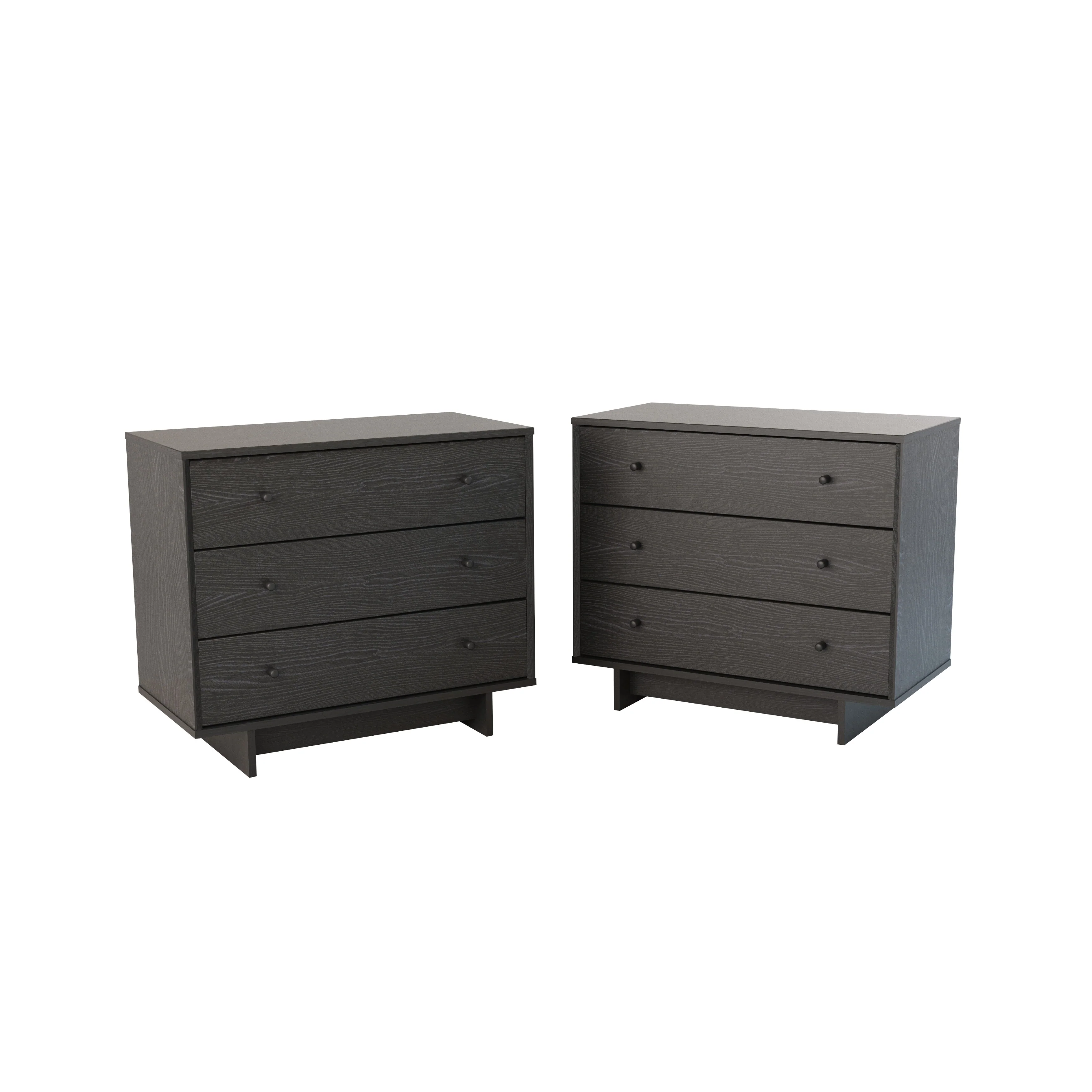 Prepac Finnley 3-Drawer 31 W Nightstand, Extra-Wide Bedside Tables with Storage, Set of 2, Modern End Tables for Bedroom