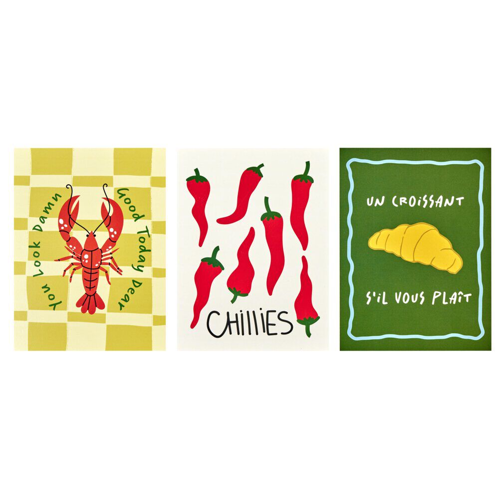 Affiche déco x3 papier thème cuisine 30x40cm (4 modèles)