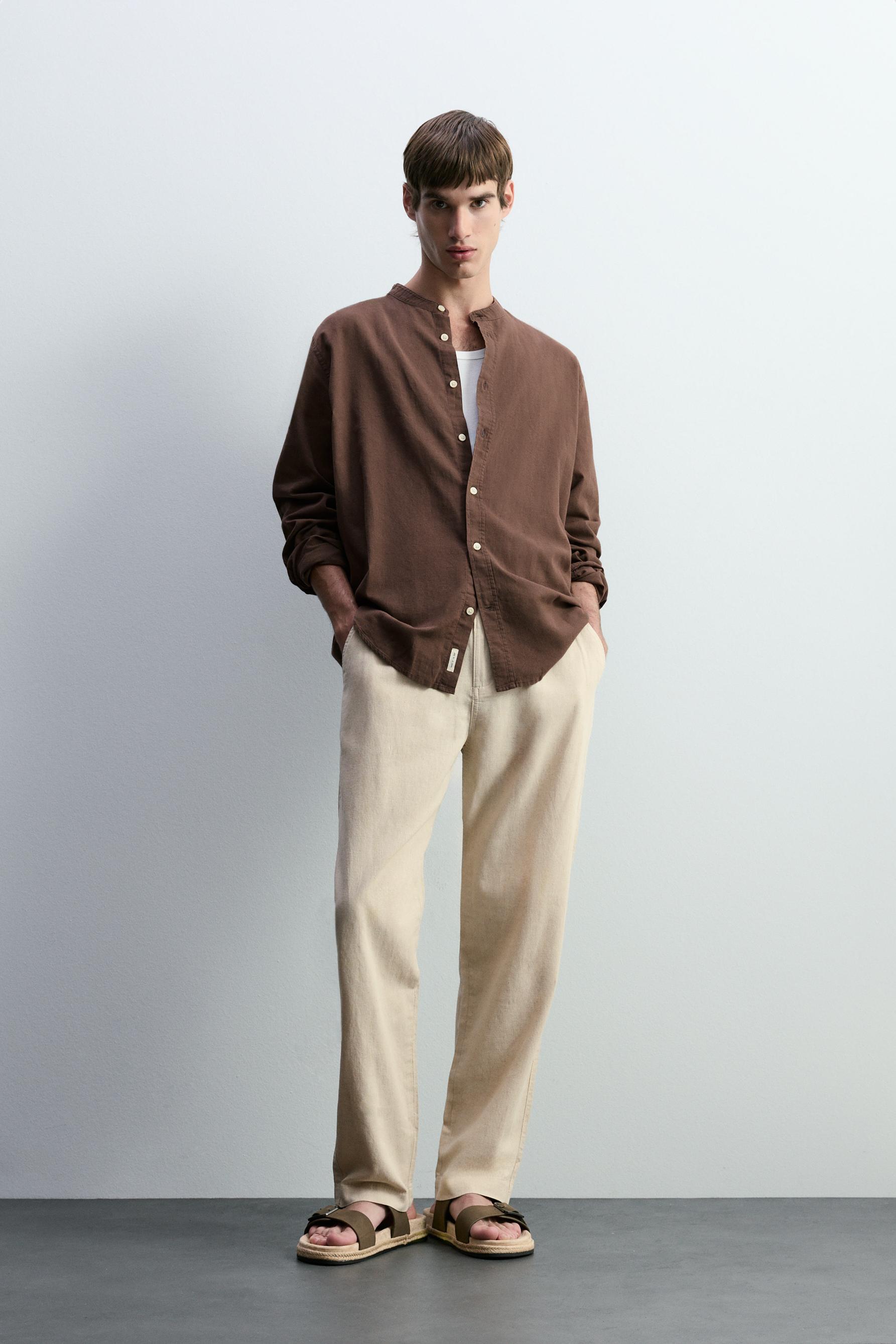 Camisa cuello mao lino - algodón