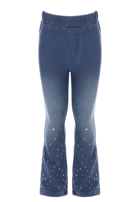 Younger Girls Blue Sparkle Bootcut Jeggings