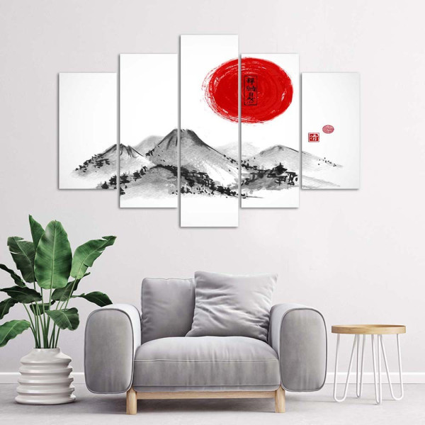 Feeby Obraz 5 częściowy na płótnie Słońce nad Japonią 100x70
