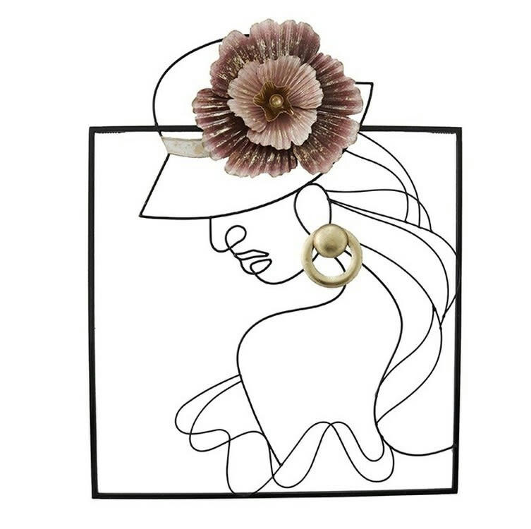 CASSIS - Décoration murale en métal visage et fleur 74x58x6