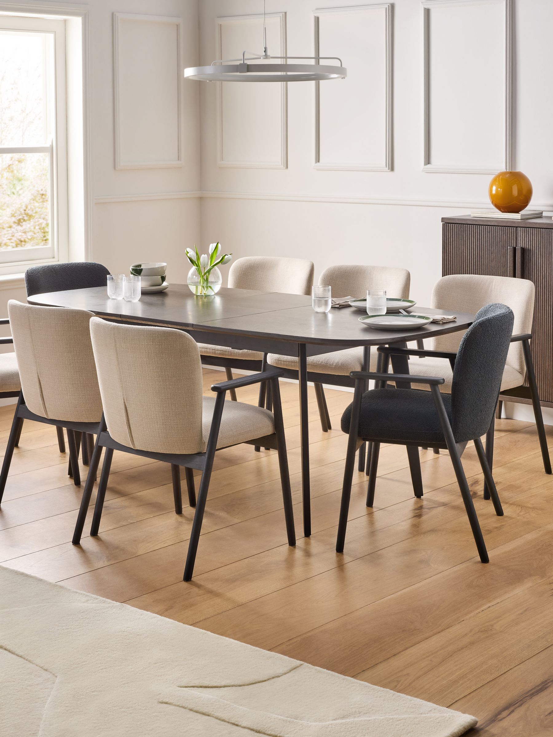 Jasper Conran London Dark Oak Aden 6 to 8 Seater Extending Dining Table
