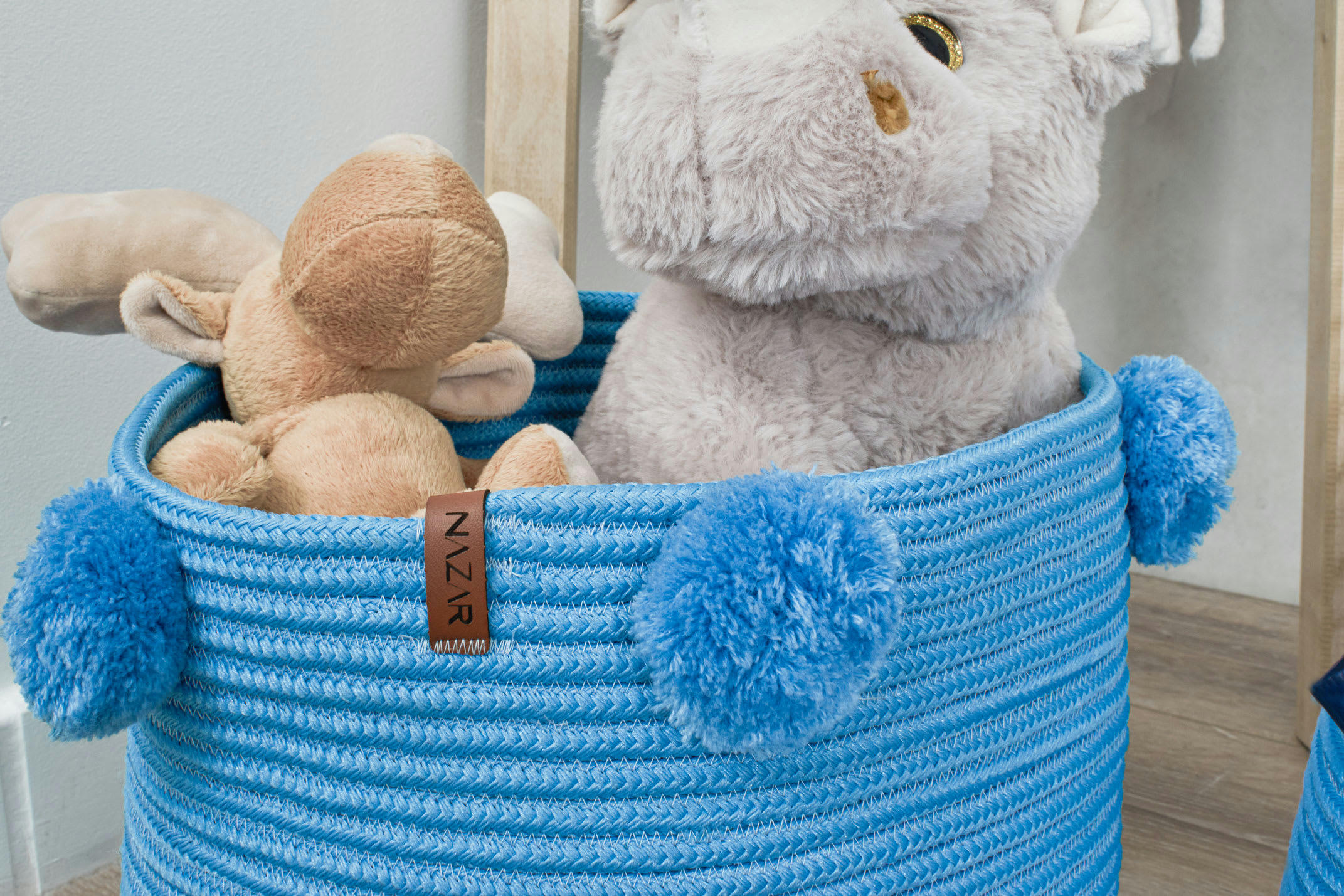 CALI - Panier enfant uni fait main bleu - 30x25