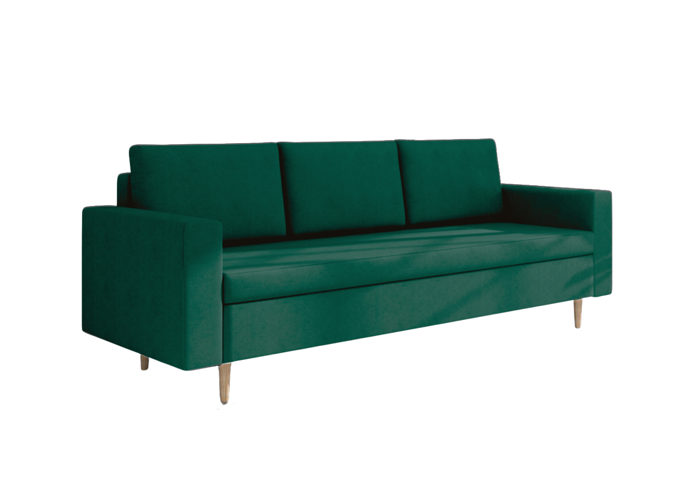 Sofa Rozkładana Trzyosobowa z Pojemnikiem BEVER Zielona z Funkcją Spania