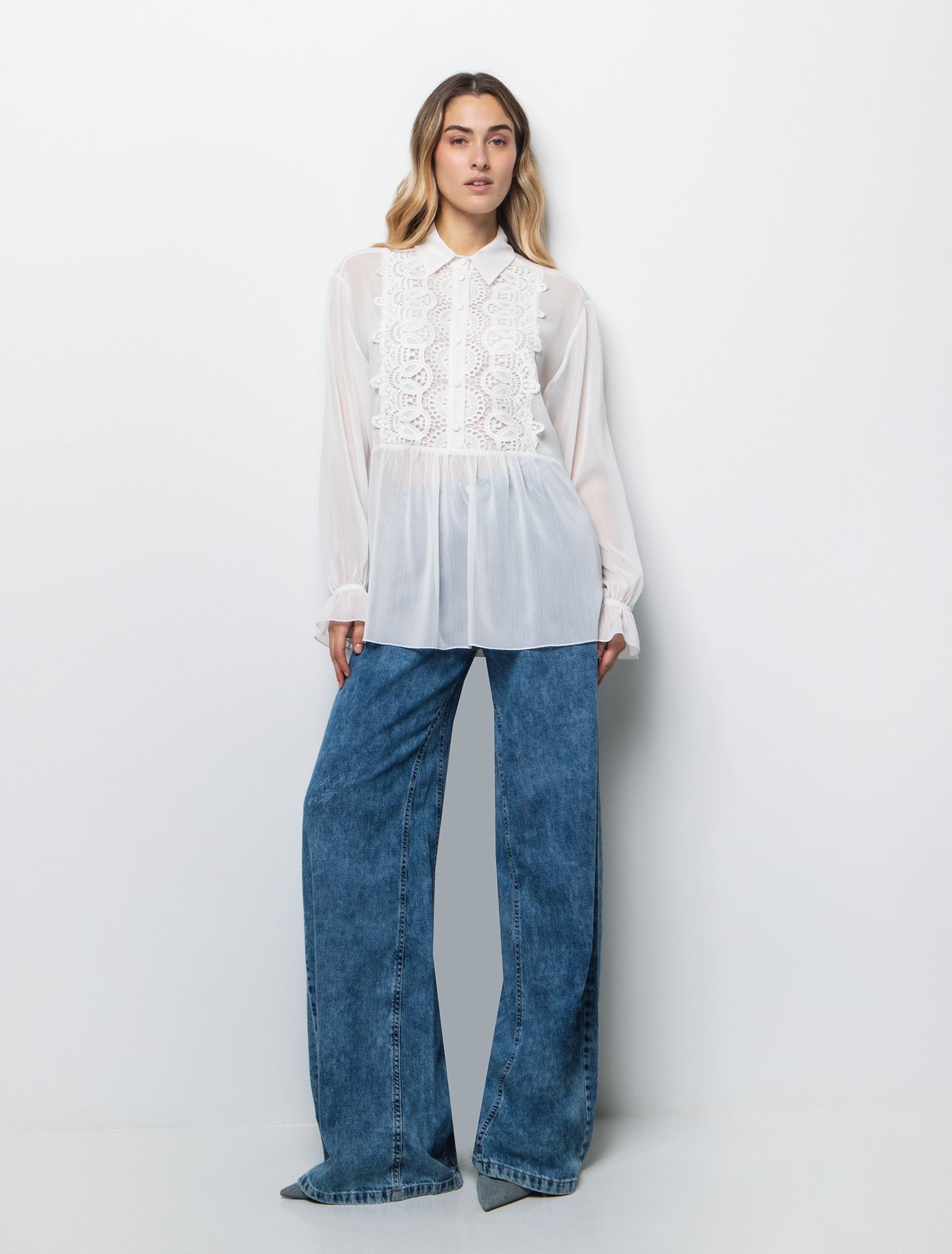 Πουκάμισο με crochet δαντέλα