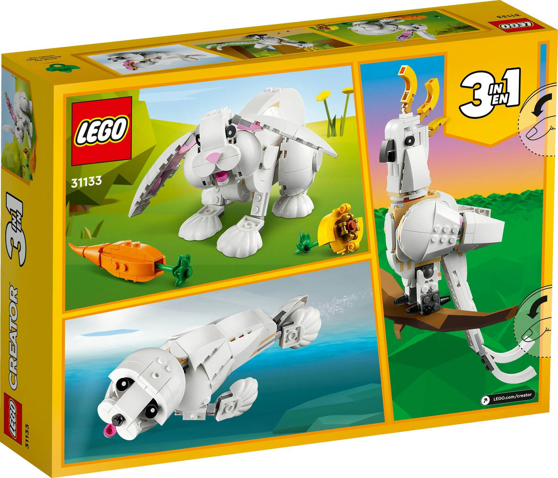 LEGO® Creator® 3-in-1 White Rabbit Building Toy Set - 31133, 258-pcs, Ages 8+