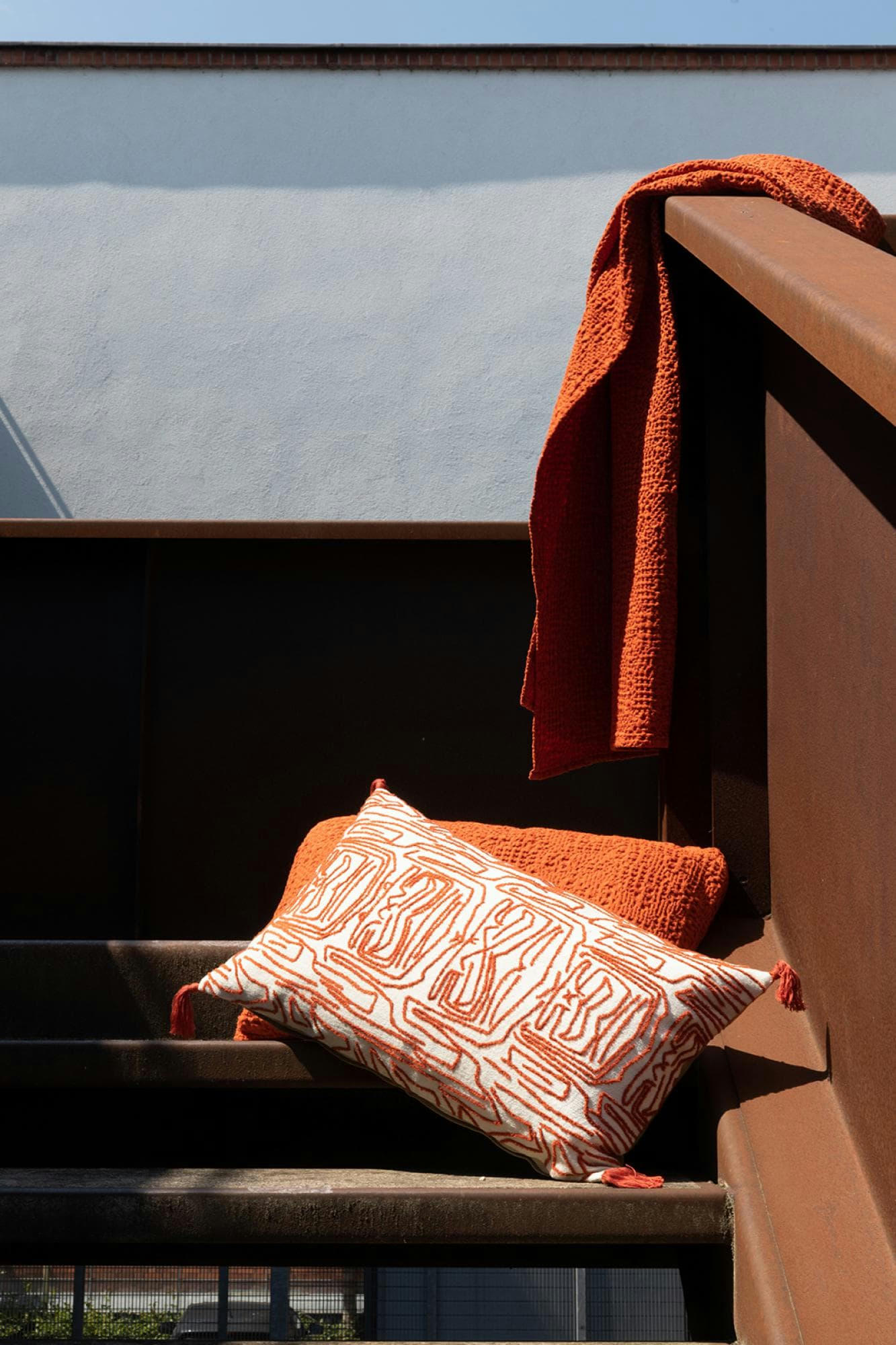 TANA - Plaid stonewashed  en coton rooibos 140 x 200