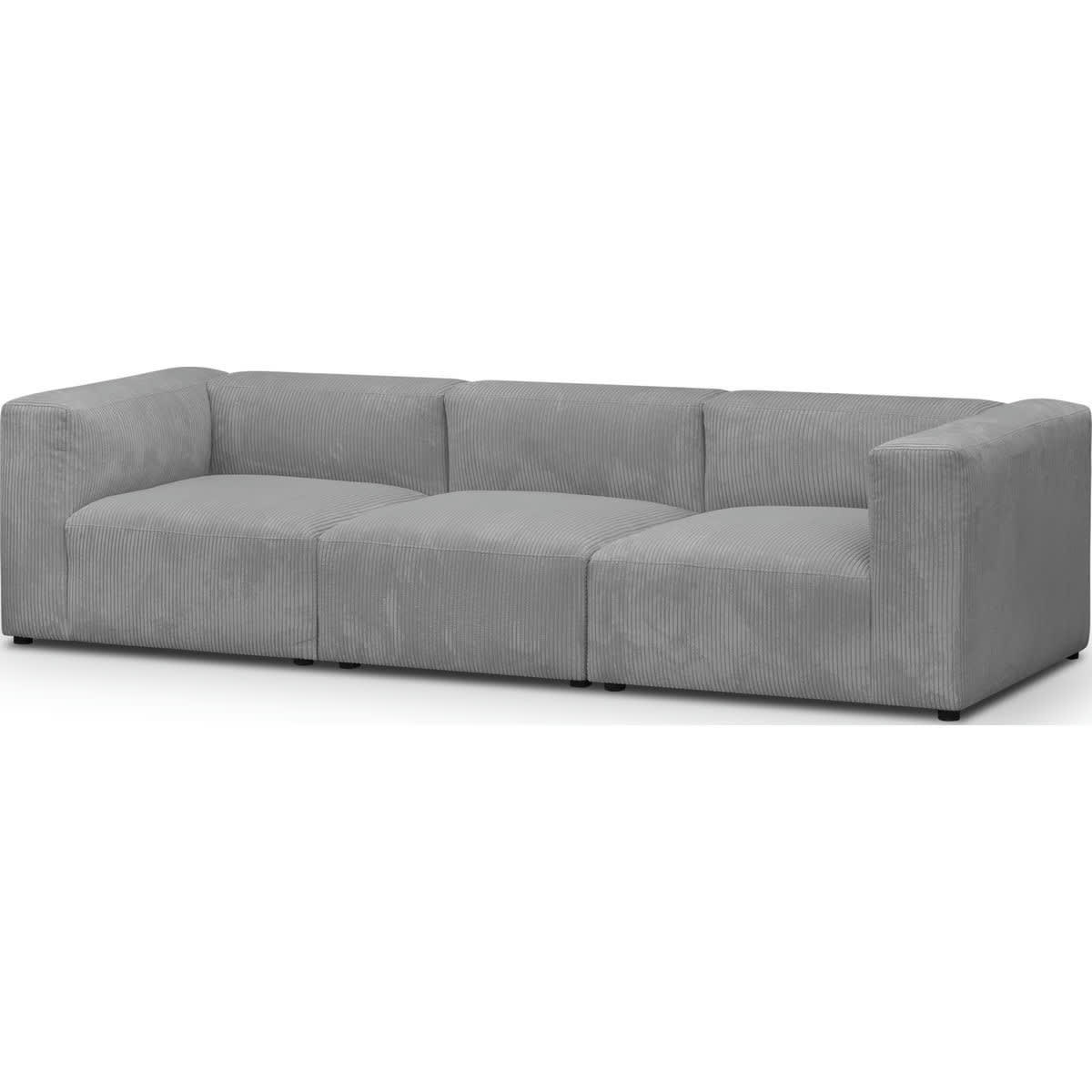 MODULO NEW - Canapé modulable 4 places en velours côtelé gris clair