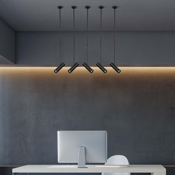 Lampa wisząca czarna VT-7900 1xGU10x60W wym: 117x22x22 cm V-TAC