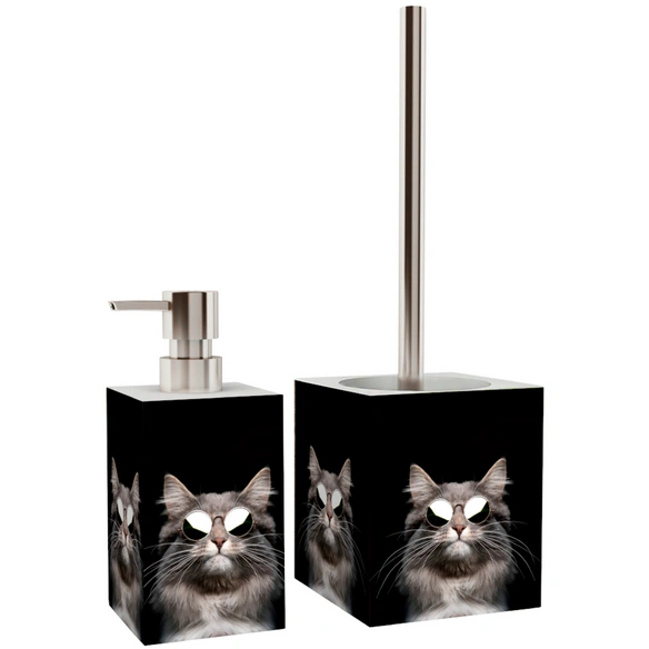 Bad-Accessoire-Set »Cool Cat«, Schwarz, Rechteckig