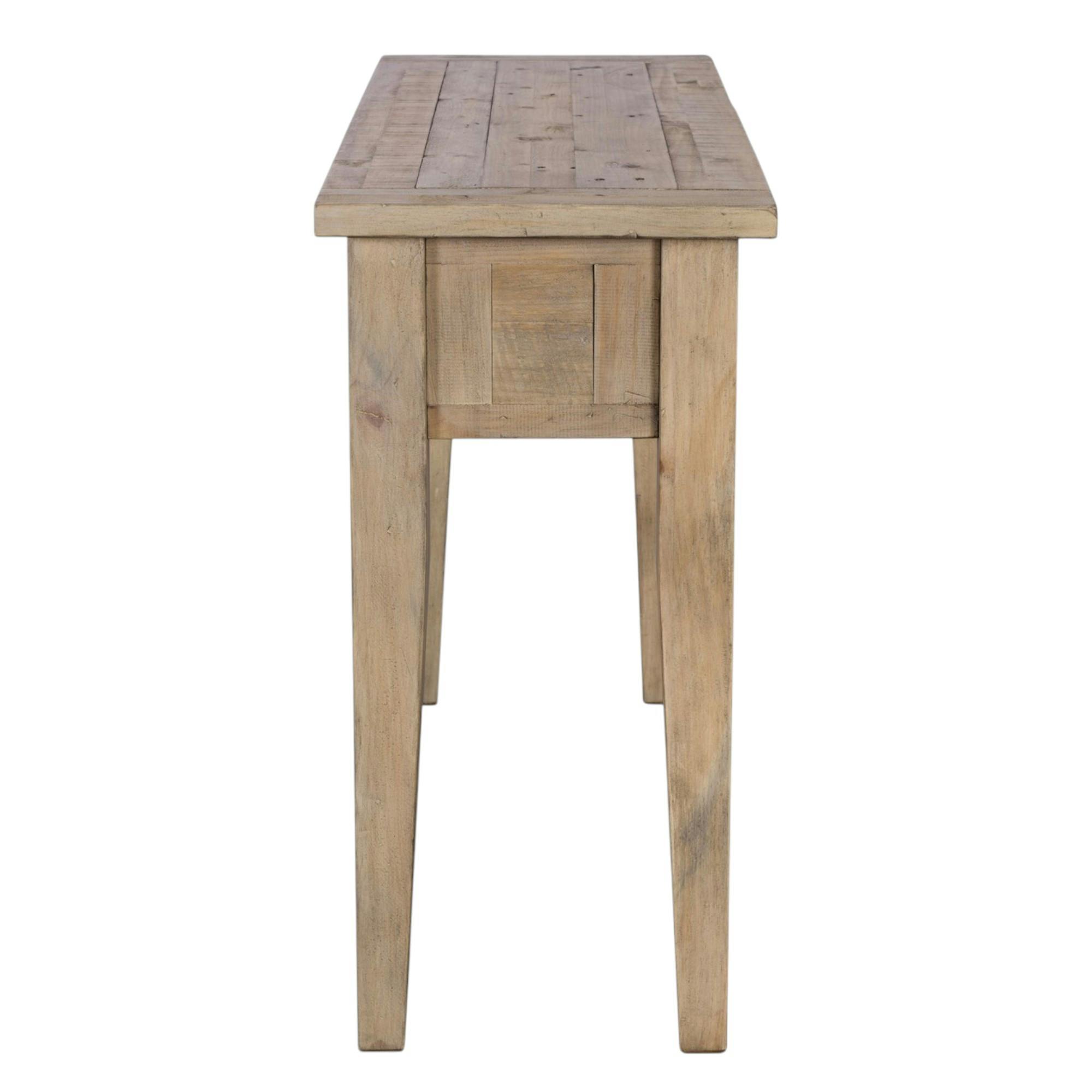Console 2 tiroirs bois recyclé clair SALERNE