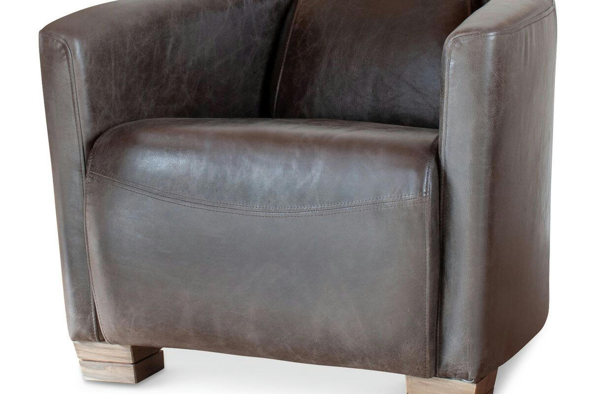 RED BARON - Fauteuil aviateur en cuir pleine fleur chocolat