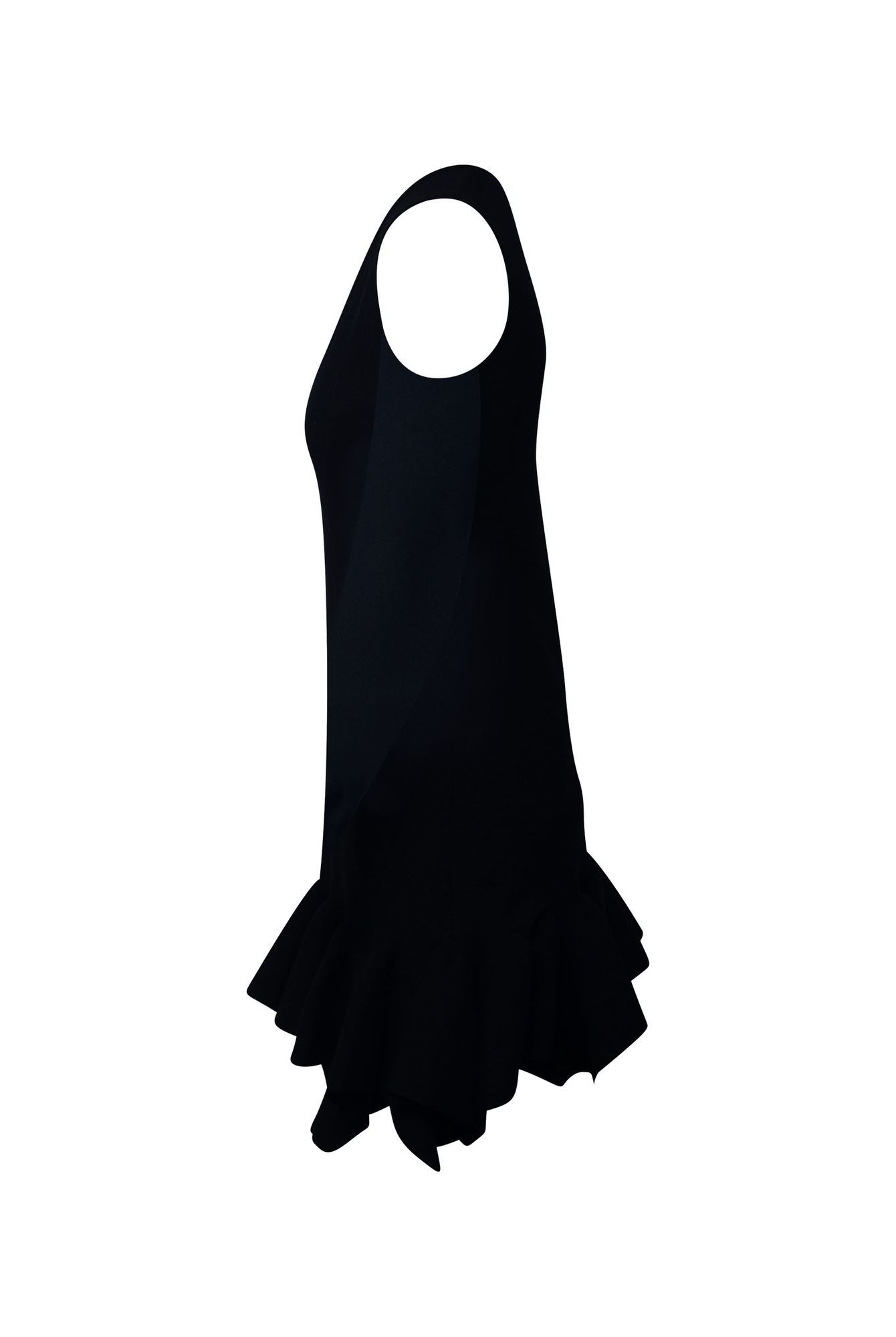Bottega Veneta Preloved Fluted Dress in Black Wool