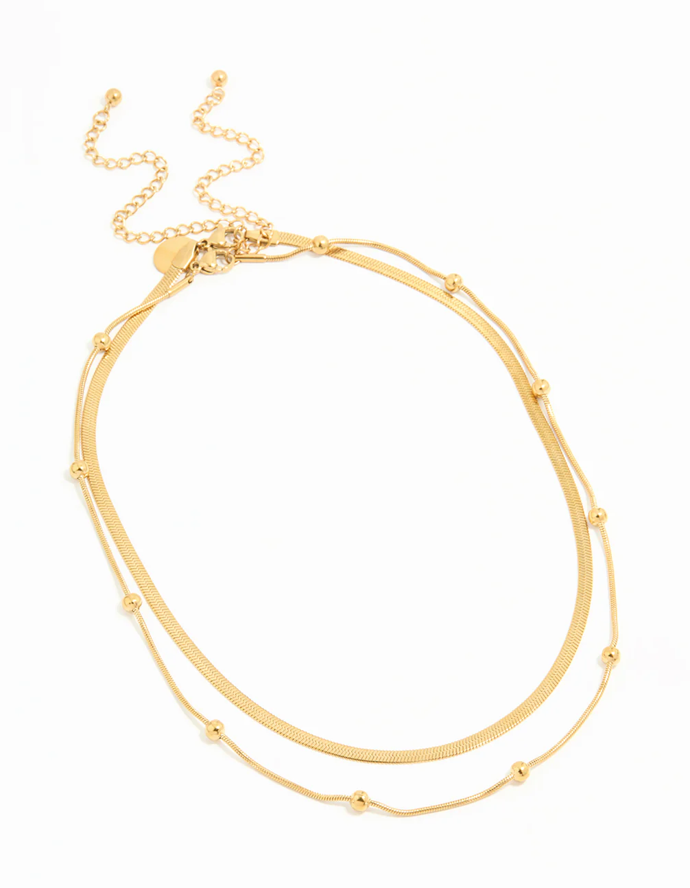 Waterproof Gold Plated Stainless Steel Ball Chain Layered Necklace