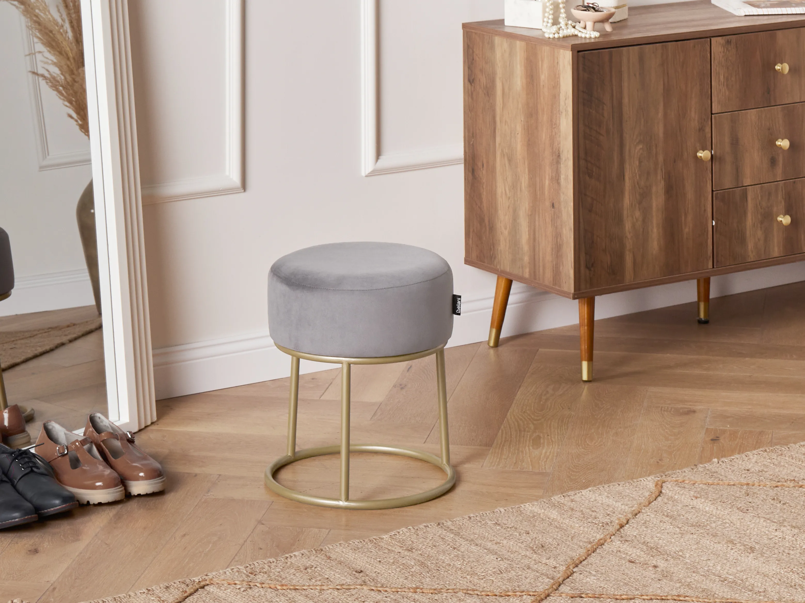 Footstool DELCO Velvet Grey