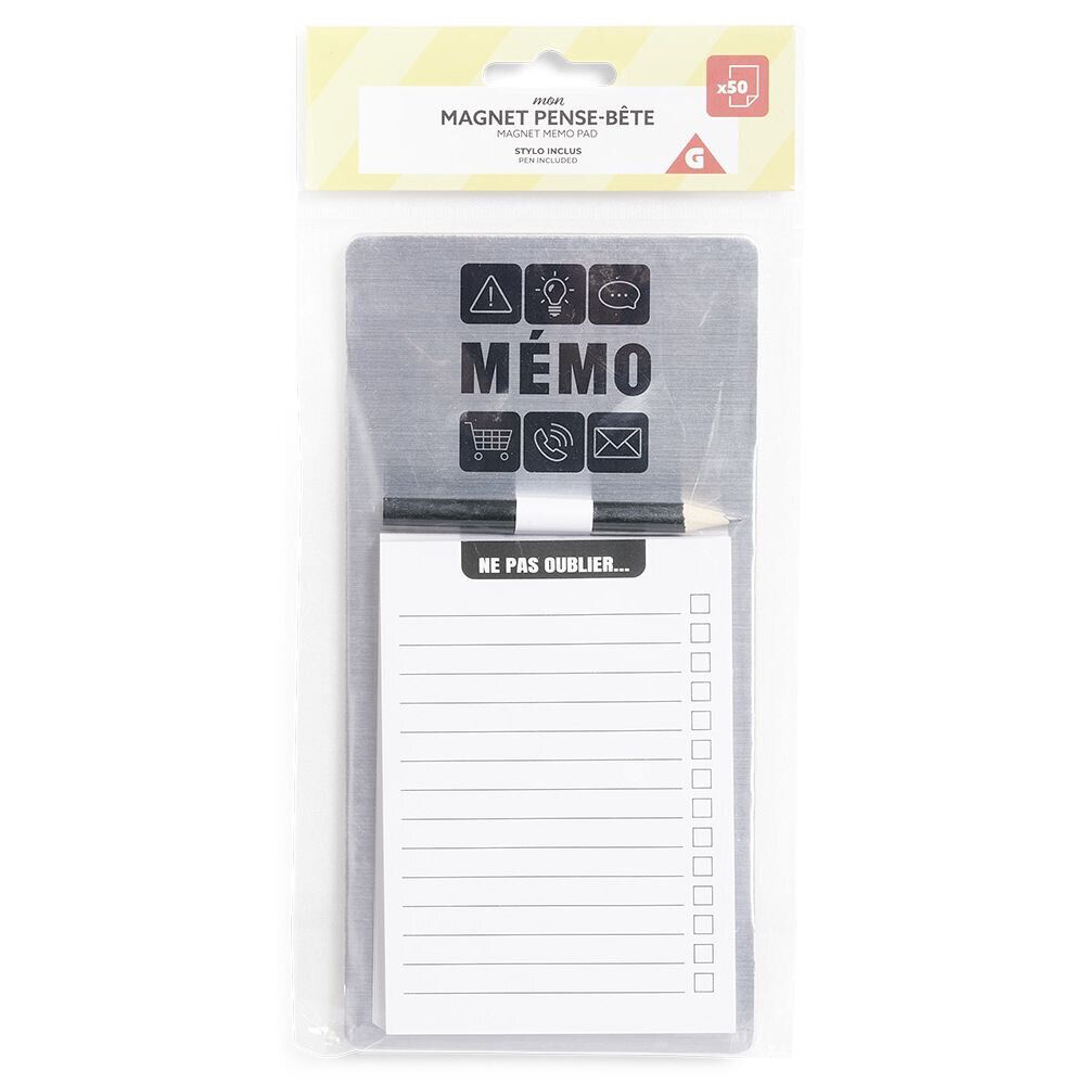 Pense-bête magnétique 50 feuilles mémo   crayon