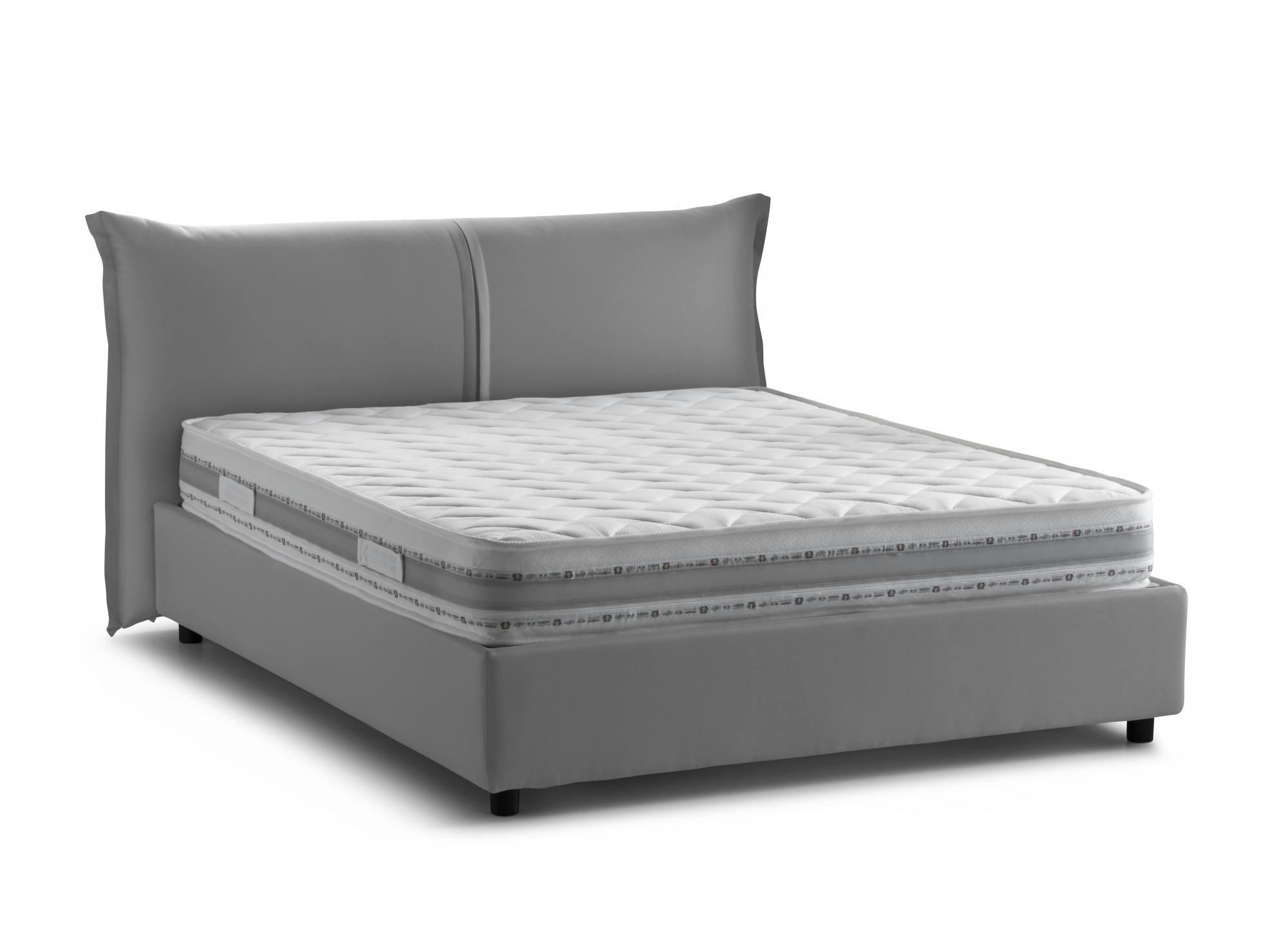 DBAJI - Lit coffre 160x200 cm en tissu gris