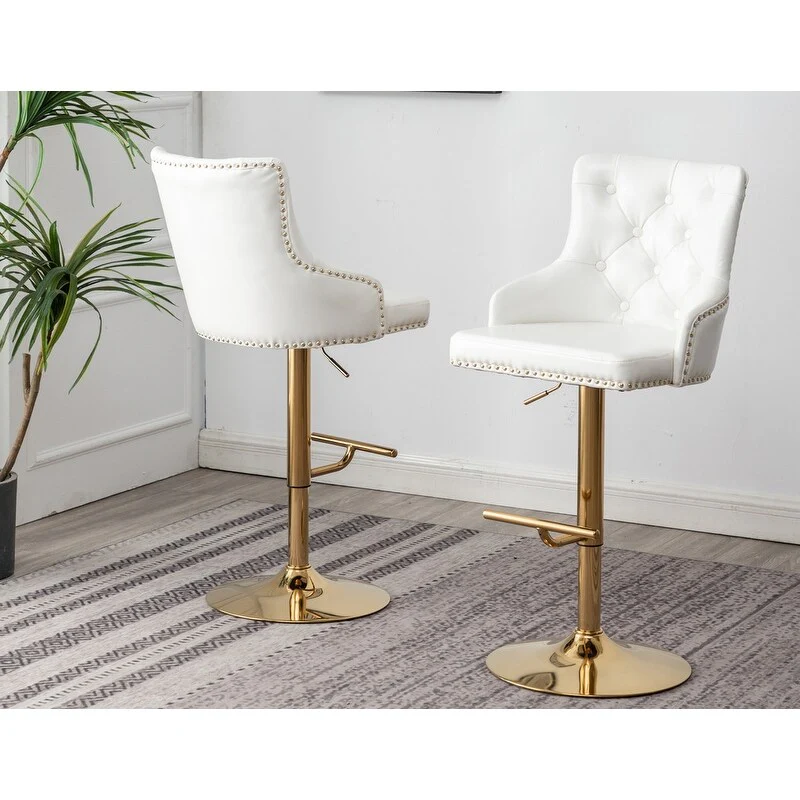 Best Master Furniture Adjustable Swivel Bar Stools with Gold Base (Set of 2)