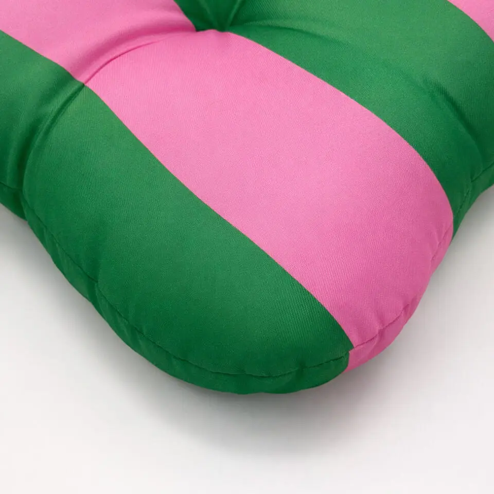 APRIL - stoelkussen 45x45 cm - gestreept - Kelly Green - groen, roze