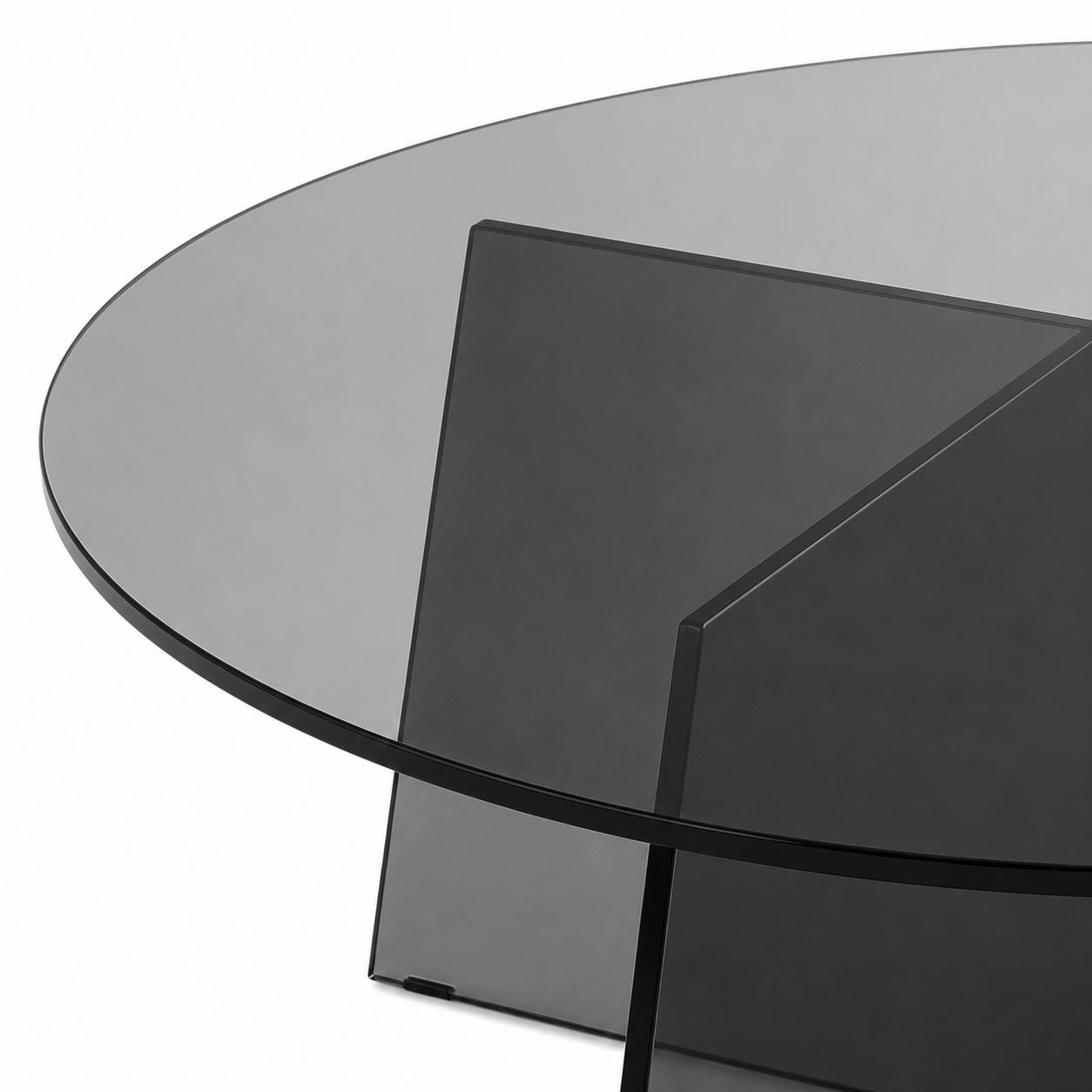 Table basse ronde en verre fumé noir VETRO