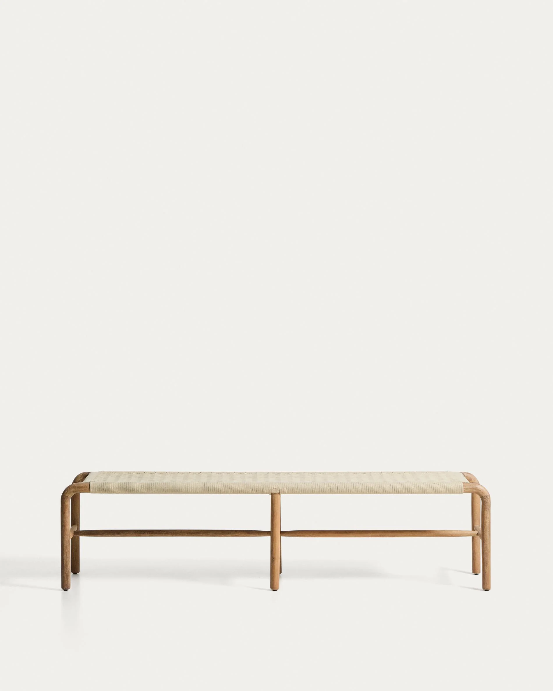 Alipa bench in FSC 100% solid acacia wood and ecru rope cord 180 cm