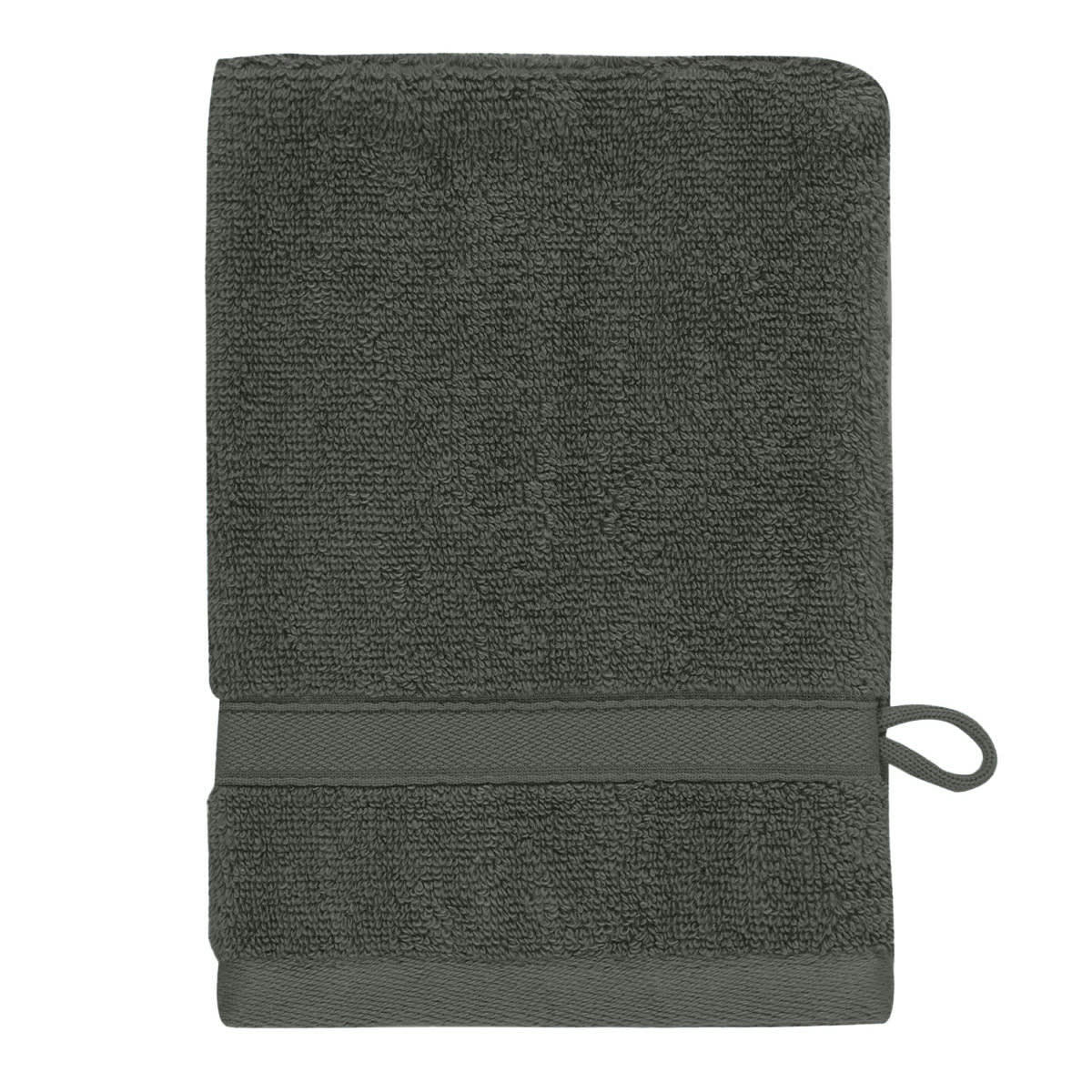 SENSILK - Lot de 3 gants de toilette 600 gr/m²  anthracite 16x22 cm