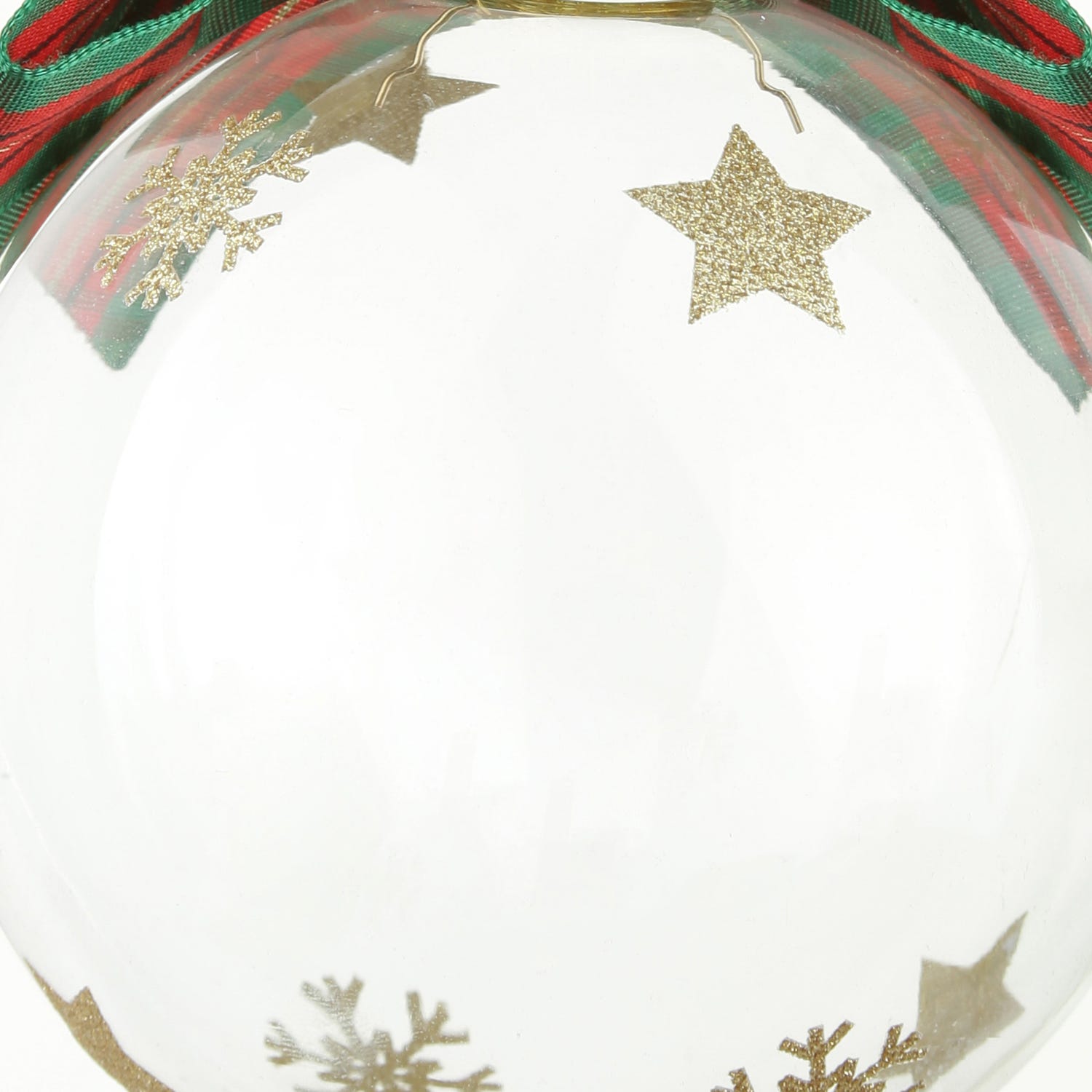 Pallina Natale 10 cm fiocco tartan verde