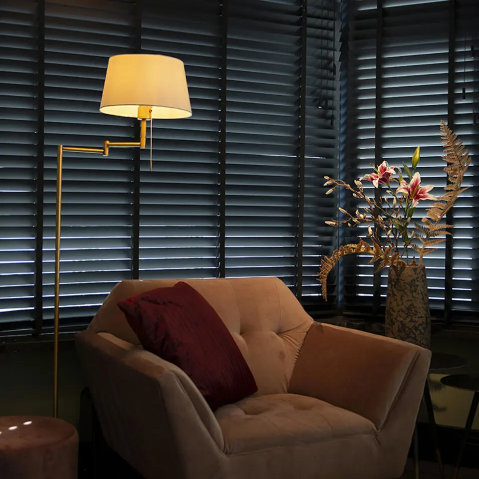 Qazqa staande lamp met kap ladas bronskleurig e27