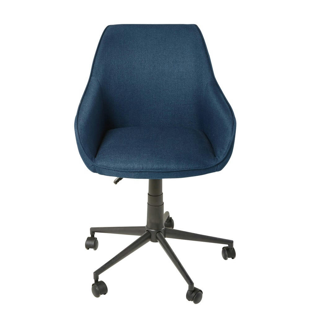 Jake Business - Fauteuil de bureau réglable à roulettes bleu et métal noir