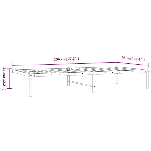 NNEVL Metal Bed Frame White 92x187 cm Single