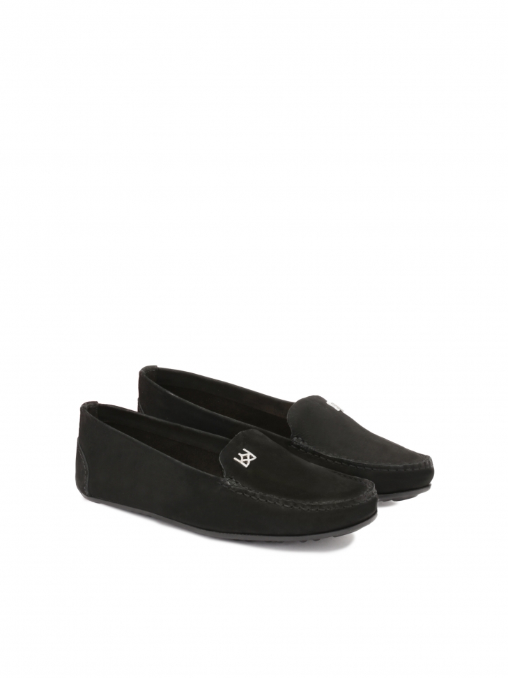 Women's nubuck black moccasins