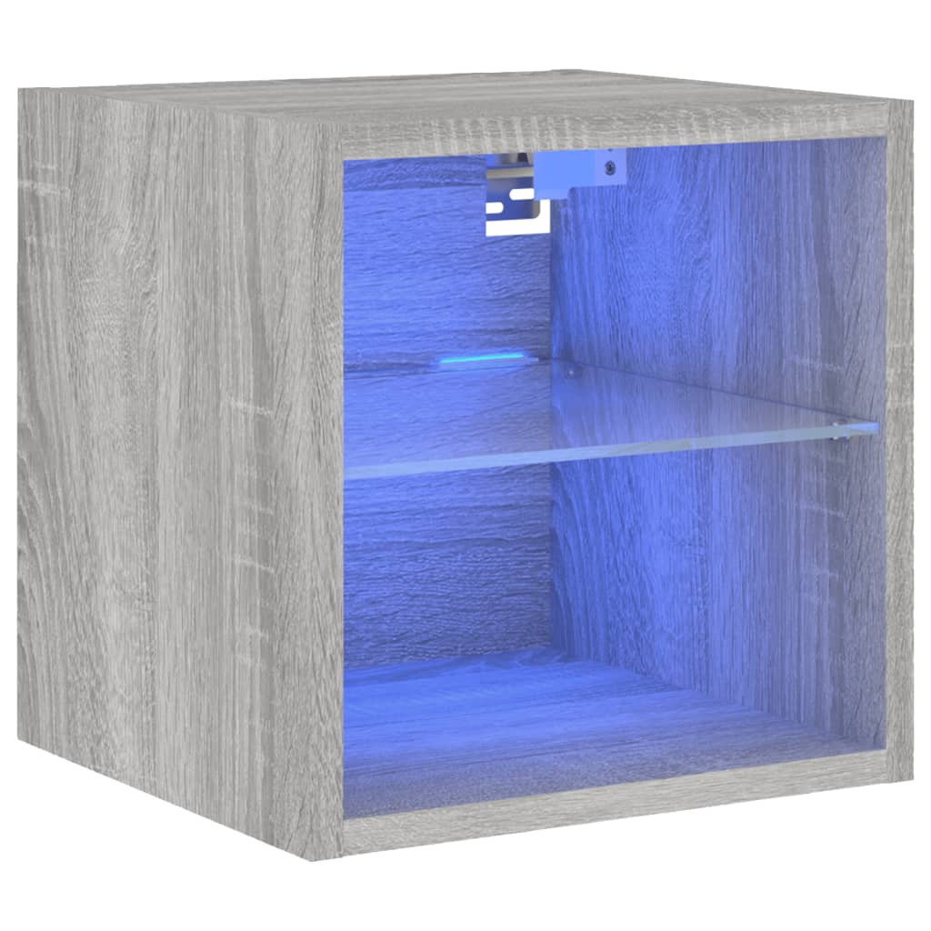 Ścienna szafka TV z LED szary dąb sonoma 30x28.5x30 cm