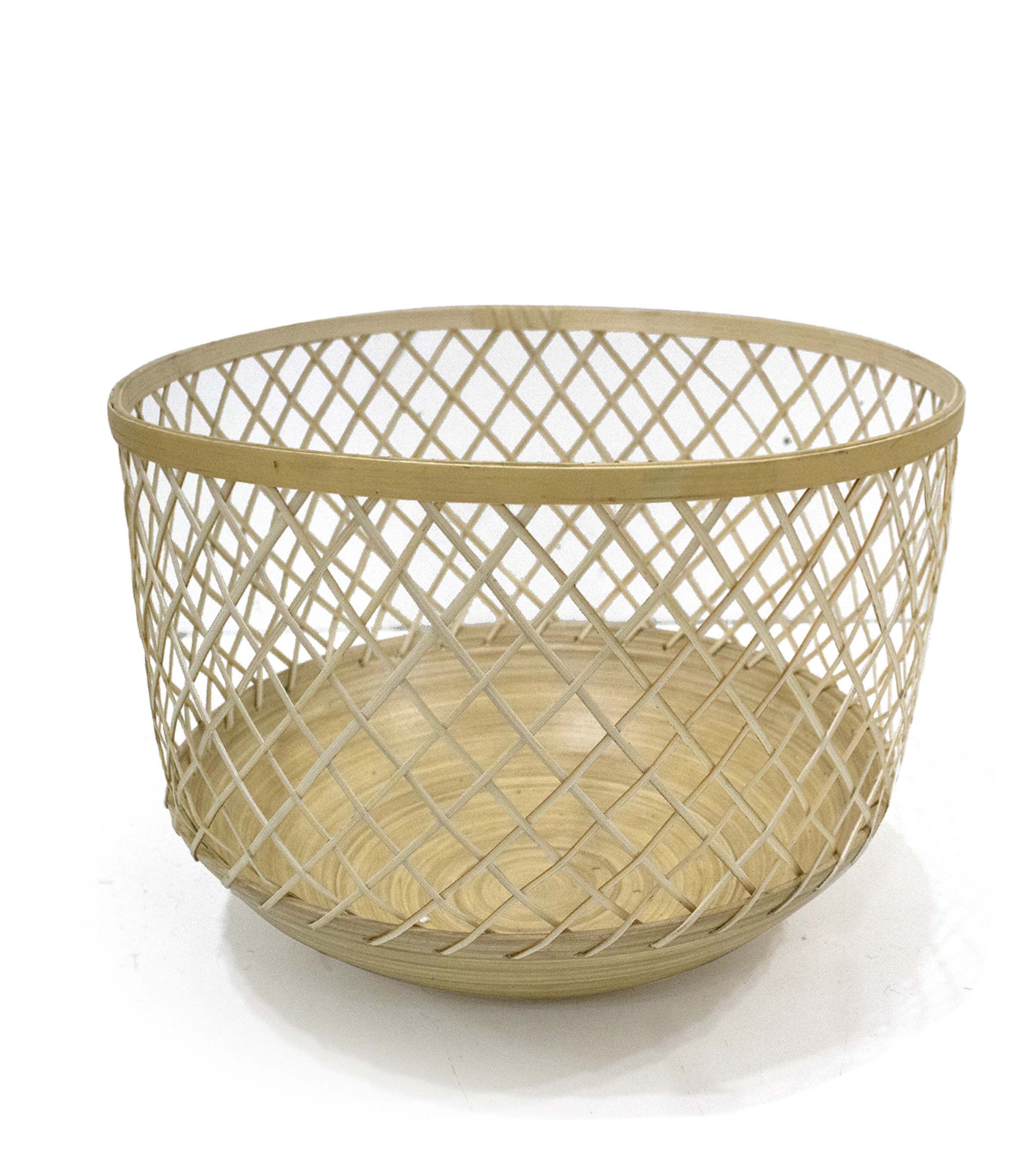 15 Natural Bamboo Open Weave Basket by Place & Time
