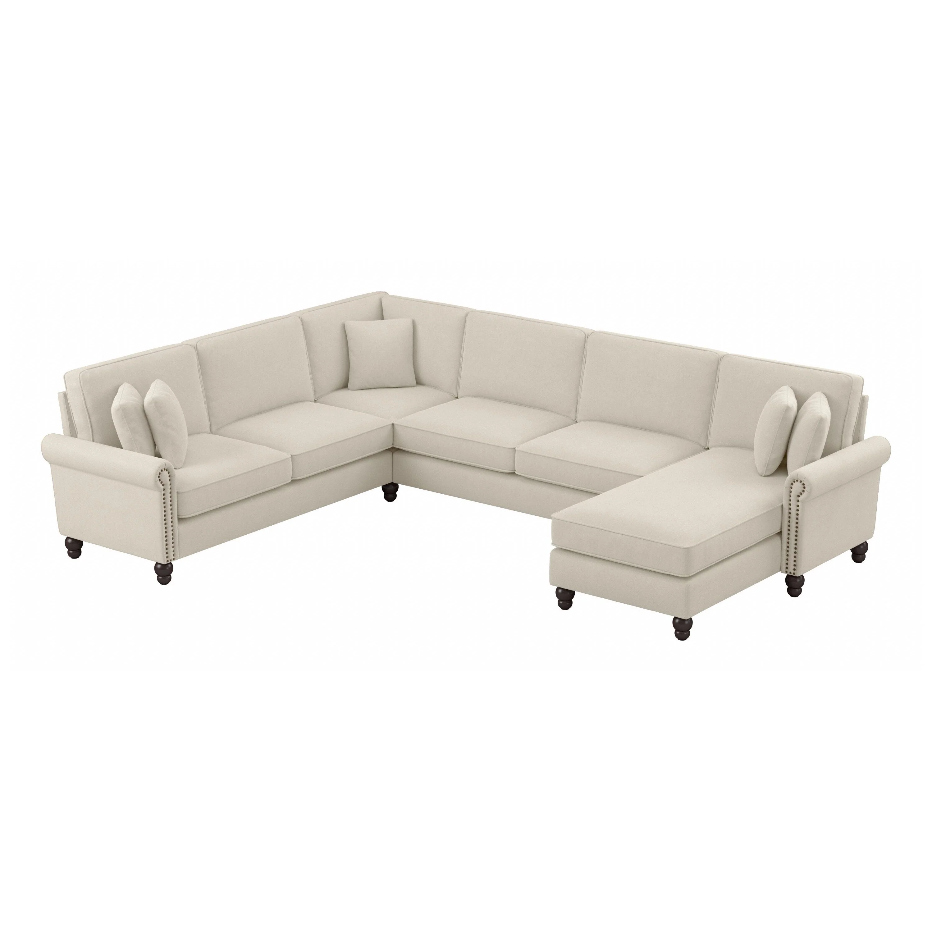 Bush Furniture Coventry 128W U Shaped Sectional with Reversible Chaise