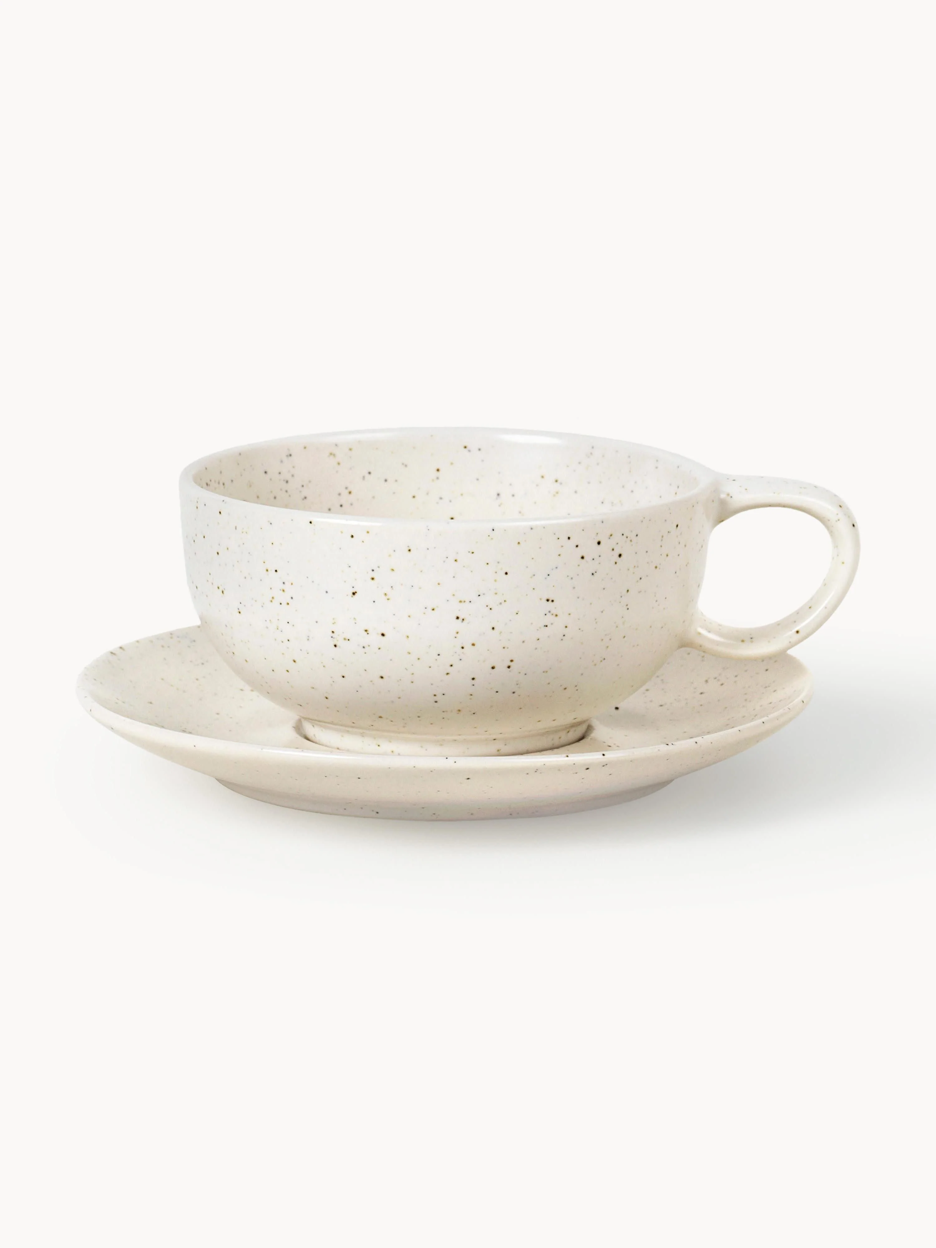 Handgefertigte Teetasse Nordic Vanilla mit Untertasse