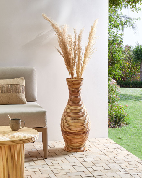 Wazon dekoracyjny rattanowy styl naturalny 70 cm