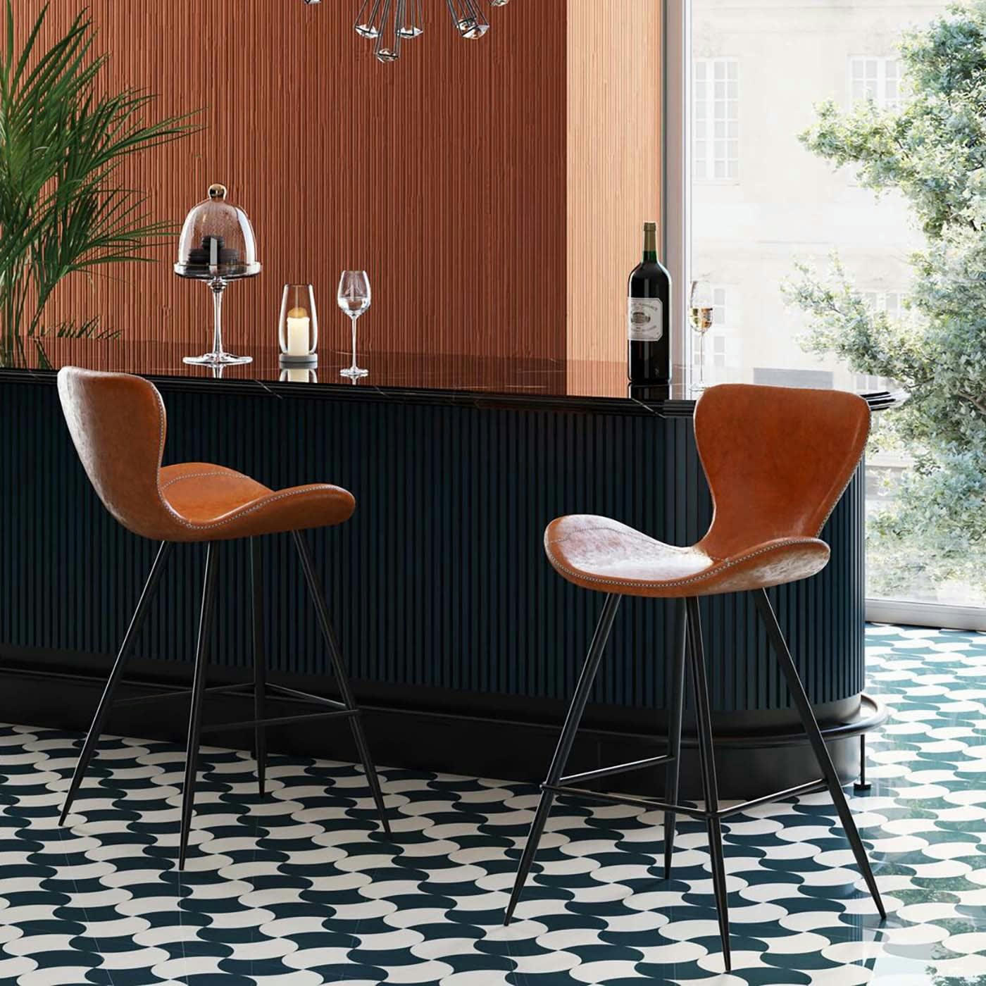 RUSTY - Tabouret de bar marron et acier