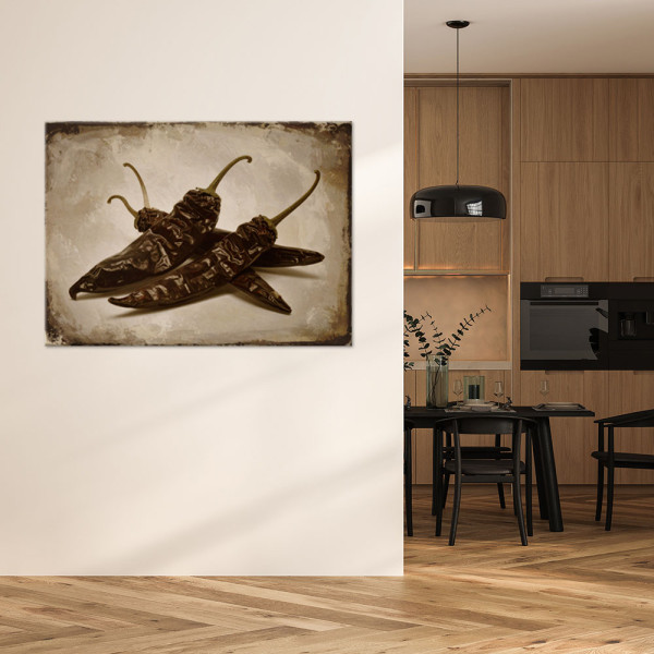 Obraz do kuchni jadalni restauracji, Suszone papryczki w stylu retro 30x20