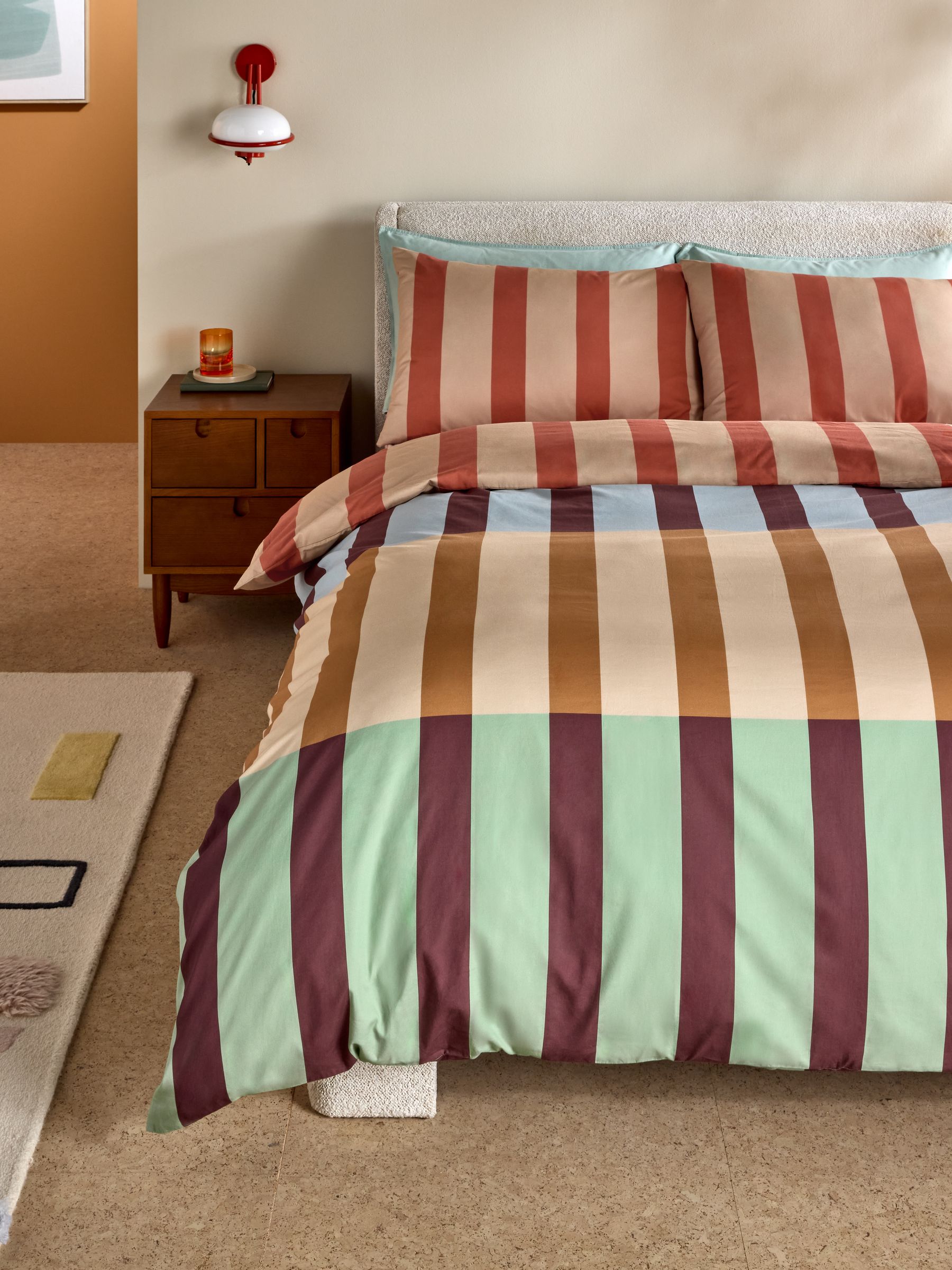 Terri 180 Thread Count Duvet Cover and Pillowcase Set in Rust