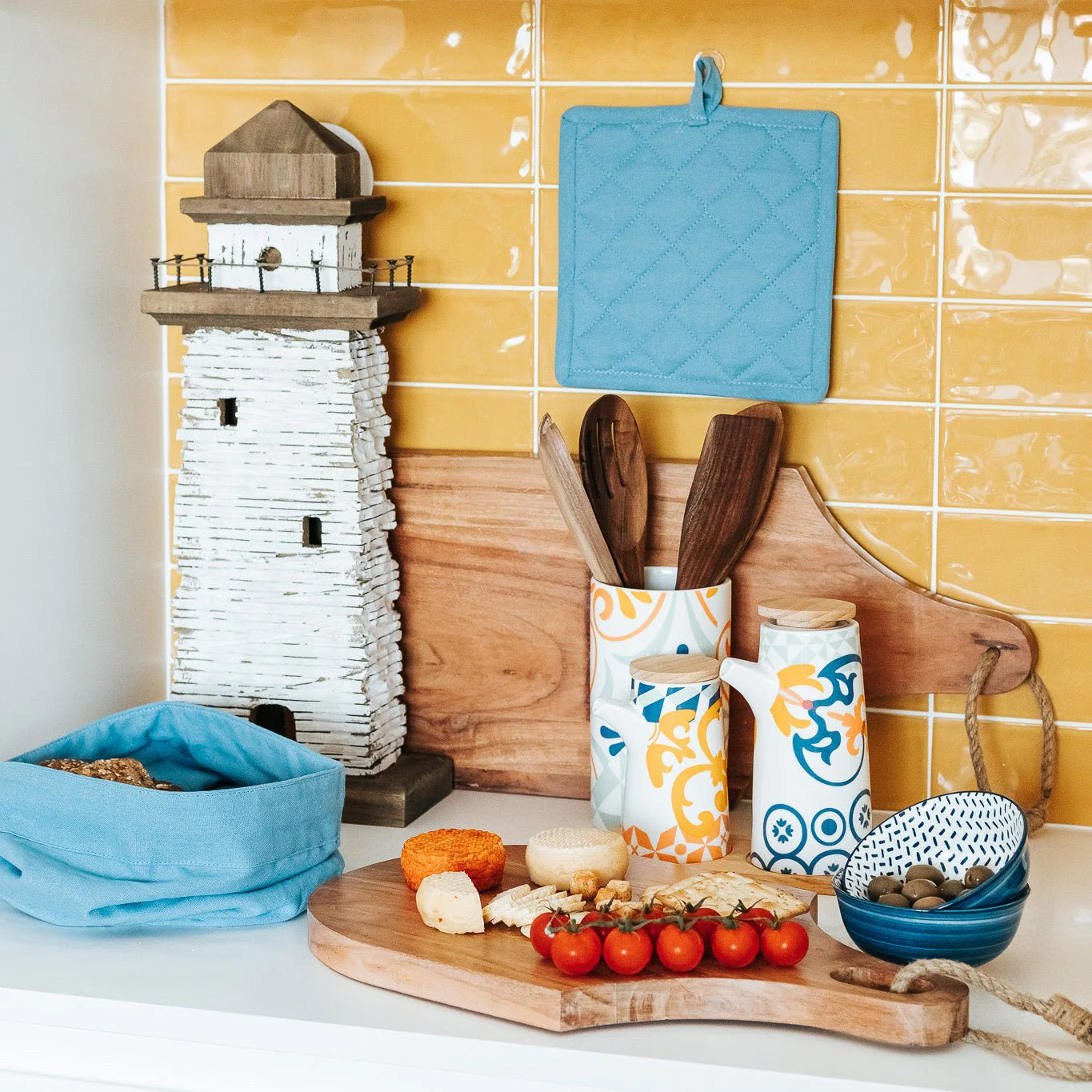 Pega Quadrada em Algodão Azul 4EVERYDAY