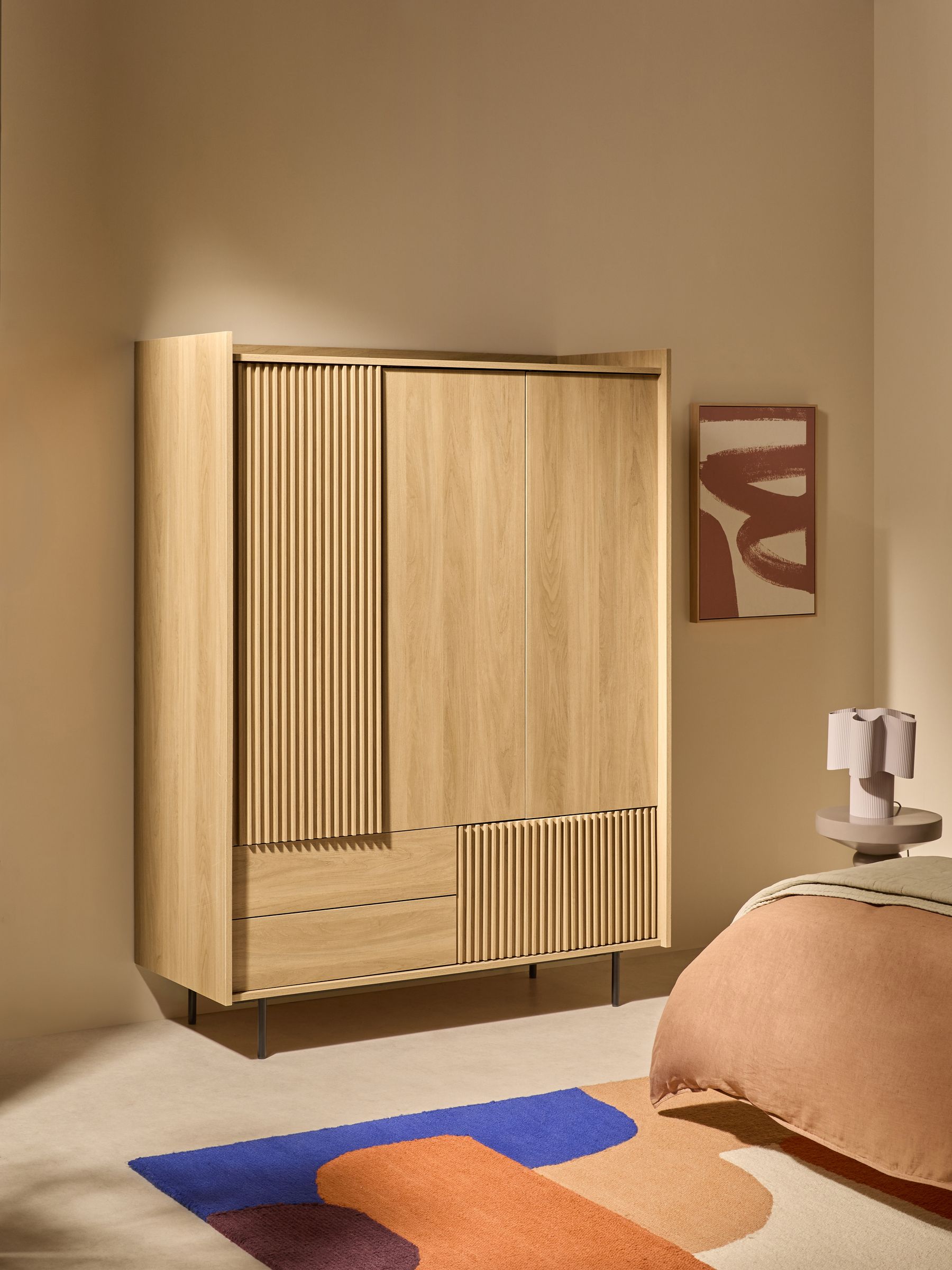 Blaze Triple, 3 drawers Wardrobe in Oak Effect