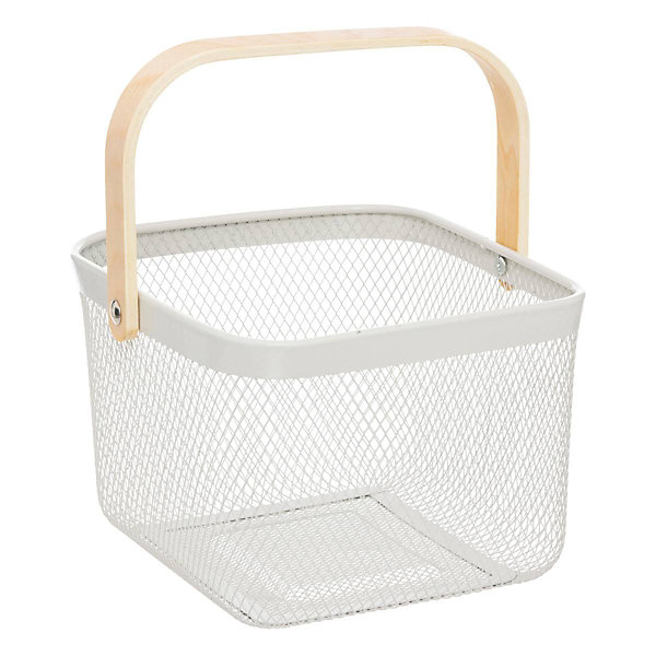 Corbeille carrée Mayaj en métal beige et blanc 26x24,5cm - Beige- 5five