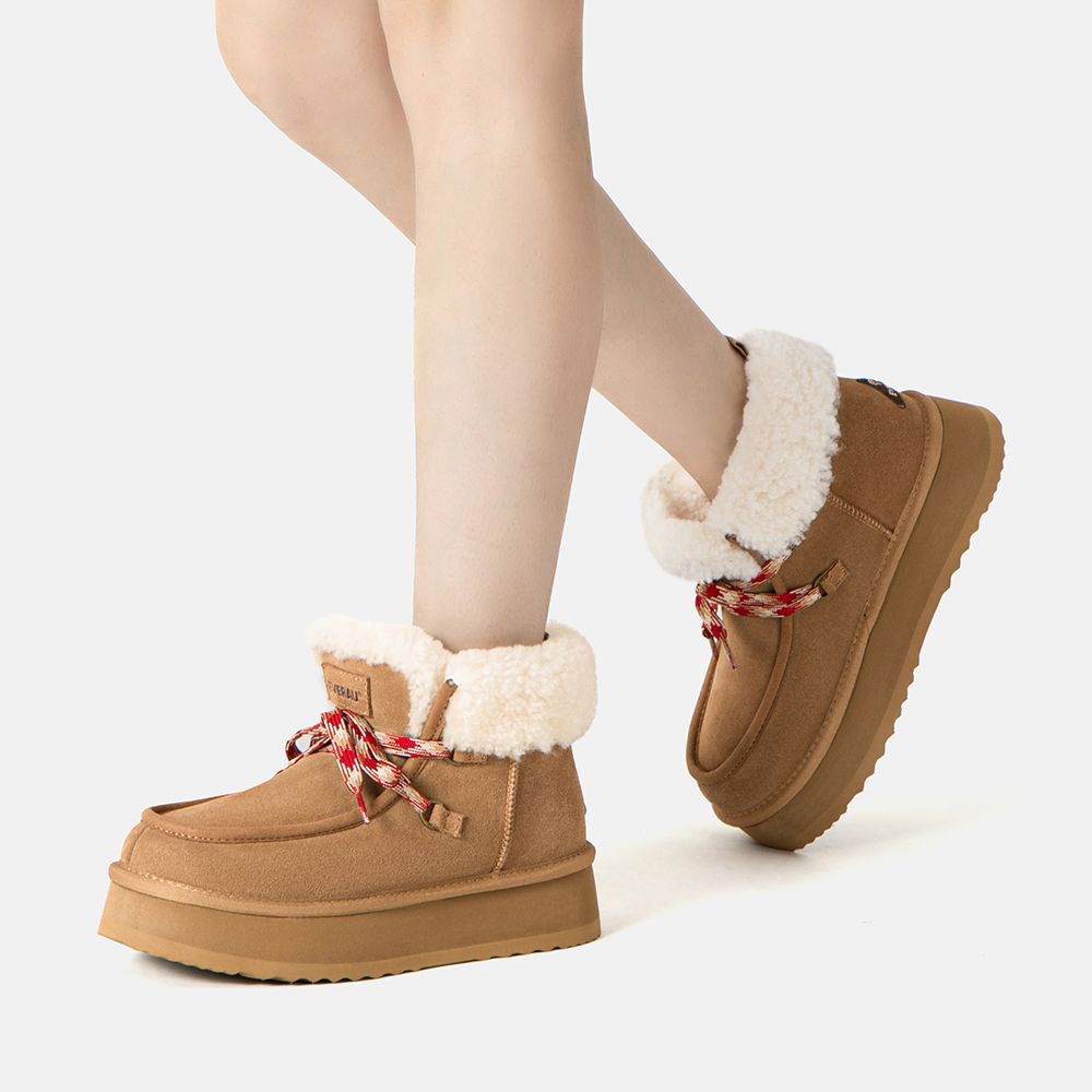 EverAu Australia Real Sheepskin Women Lapwing Ankle Platform Boots with EVA Sole