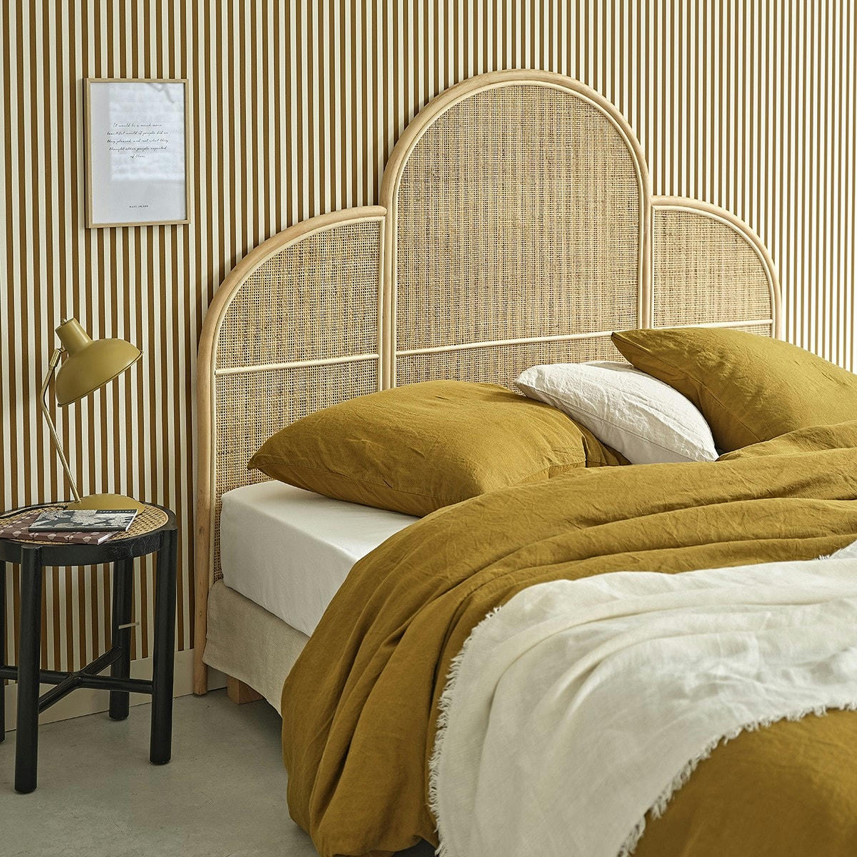 JANE - Tête de lit en rotin et cannage 160 cm