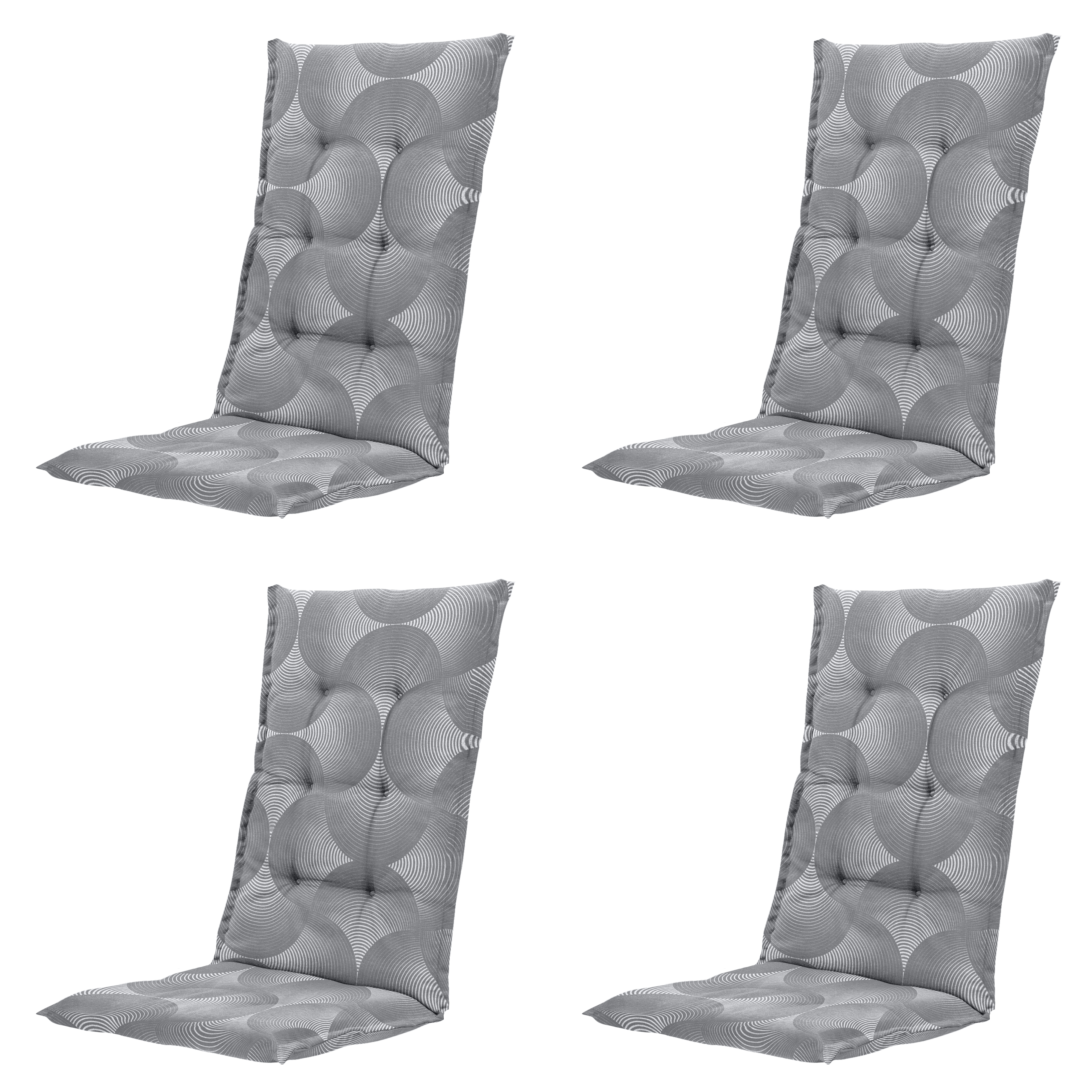 Madison tuinstoelkussen hoge rug Napels - grijs - 123x50x5cm - set van 4