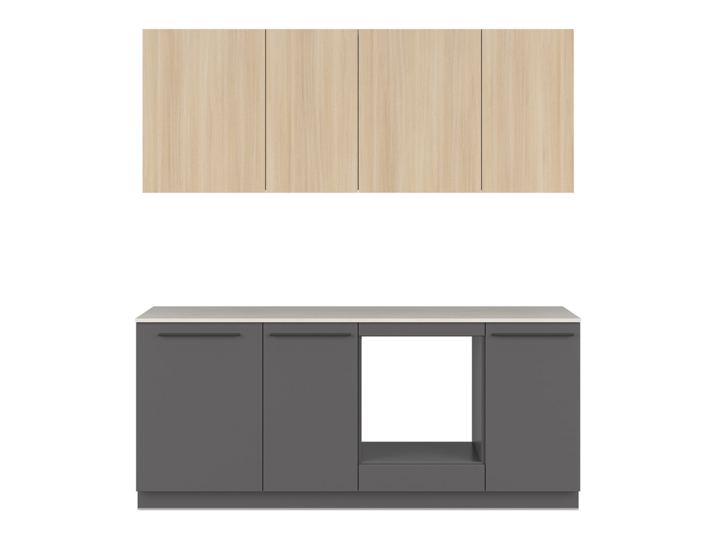 Komplet kuchenny Milino Small 210 cm z blatem antracyt/dąb barbera piaskowy/beton jasny