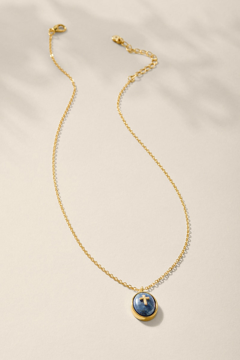 Faith Lapis Lazuli Cross Pendant Necklace